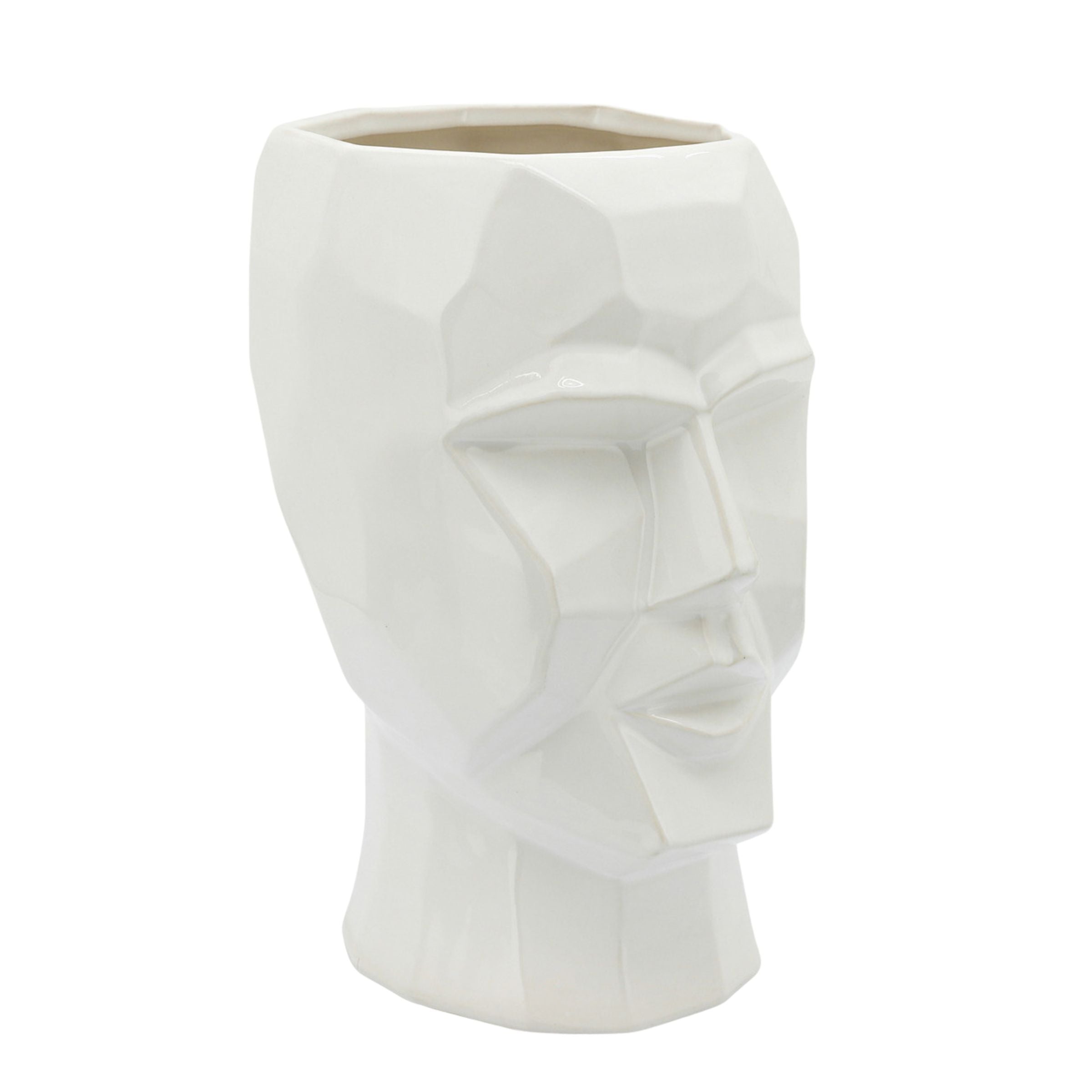 Face Ceramic Vase 30 Cm - White 14791-01 -  Vases - ebarza Furniture UAE | Shop Modern Furniture in Abu Dhabi & Dubai - مفروشات ايبازرا في الامارات | تسوق اثاث عصري وديكورات مميزة في دبي وابوظبي