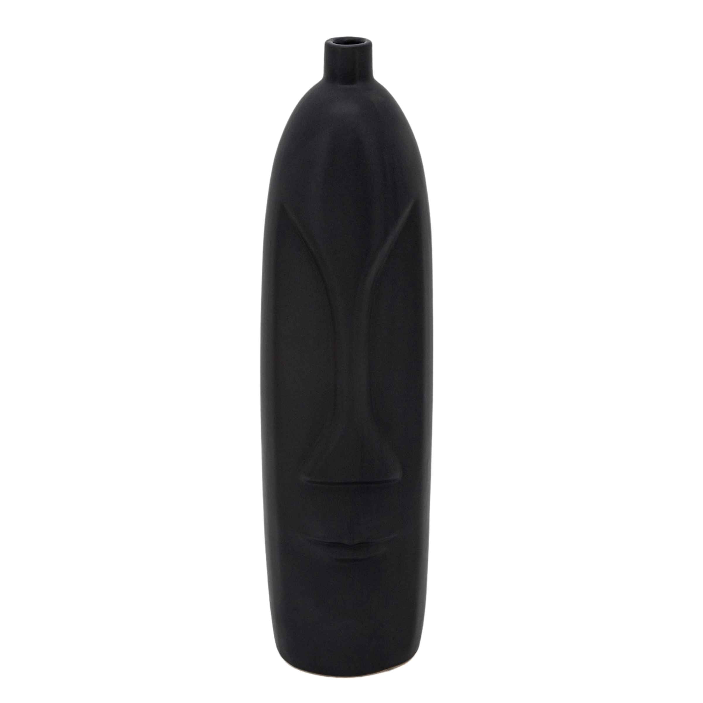 Face Ceramic Vase 45 Cm - Black 15761-02 -  Vases - ebarza Furniture UAE | Shop Modern Furniture in Abu Dhabi & Dubai - مفروشات ايبازرا في الامارات | تسوق اثاث عصري وديكورات مميزة في دبي وابوظبي