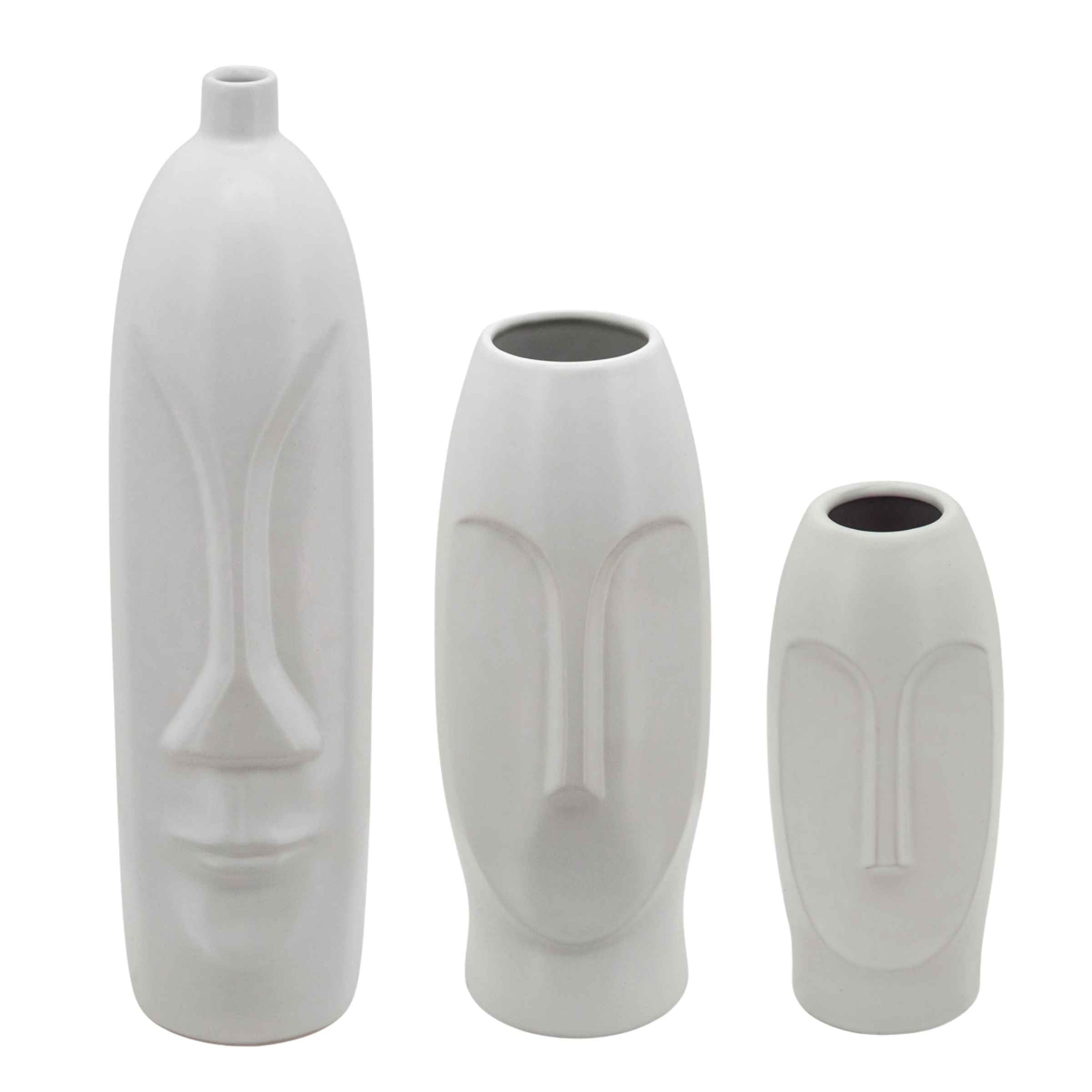 Face Vase 45 Cm - White 15761-01 -  Vases - ebarza Furniture UAE | Shop Modern Furniture in Abu Dhabi & Dubai - مفروشات ايبازرا في الامارات | تسوق اثاث عصري وديكورات مميزة في دبي وابوظبي