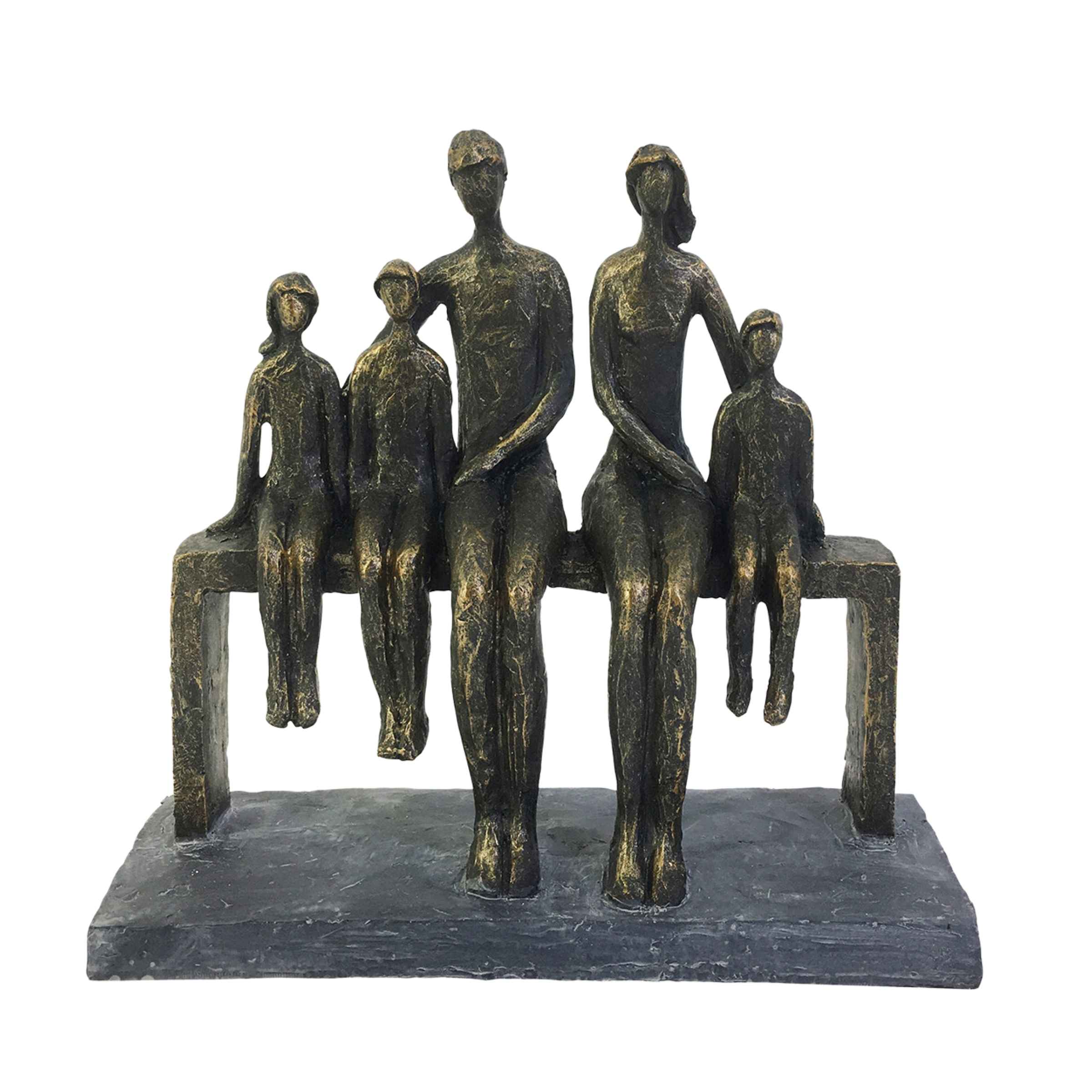 Family Polyresin Sculpture 25 Cm - Bronze 14884 -  Home Decor Figurines - ebarza Furniture UAE | Shop Modern Furniture in Abu Dhabi & Dubai - مفروشات ايبازرا في الامارات | تسوق اثاث عصري وديكورات مميزة في دبي وابوظبي