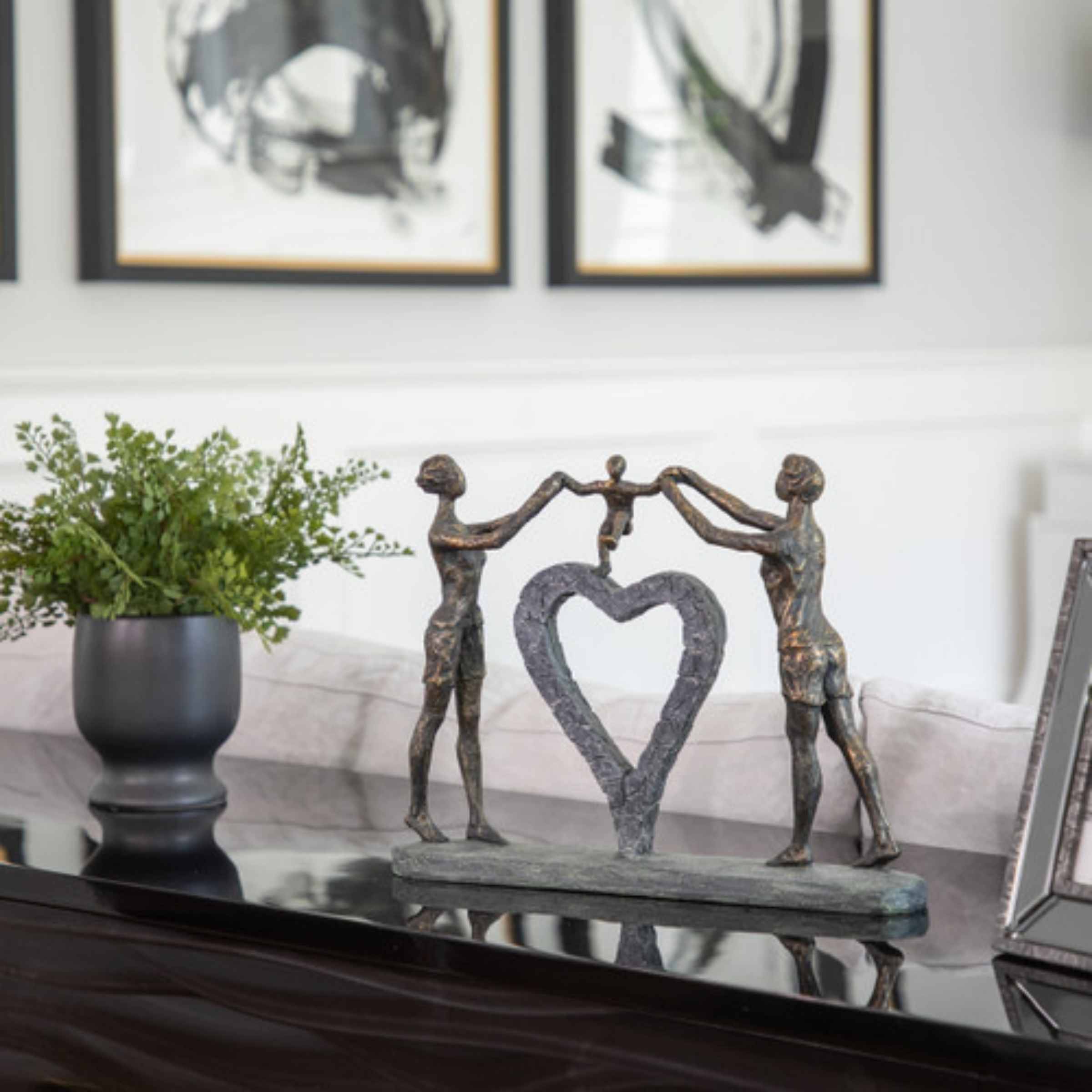 Family With Heart Polyresin Sculpture 38 Cm 14882 -  Home Decor Figurines - ebarza Furniture UAE | Shop Modern Furniture in Abu Dhabi & Dubai - مفروشات ايبازرا في الامارات | تسوق اثاث عصري وديكورات مميزة في دبي وابوظبي