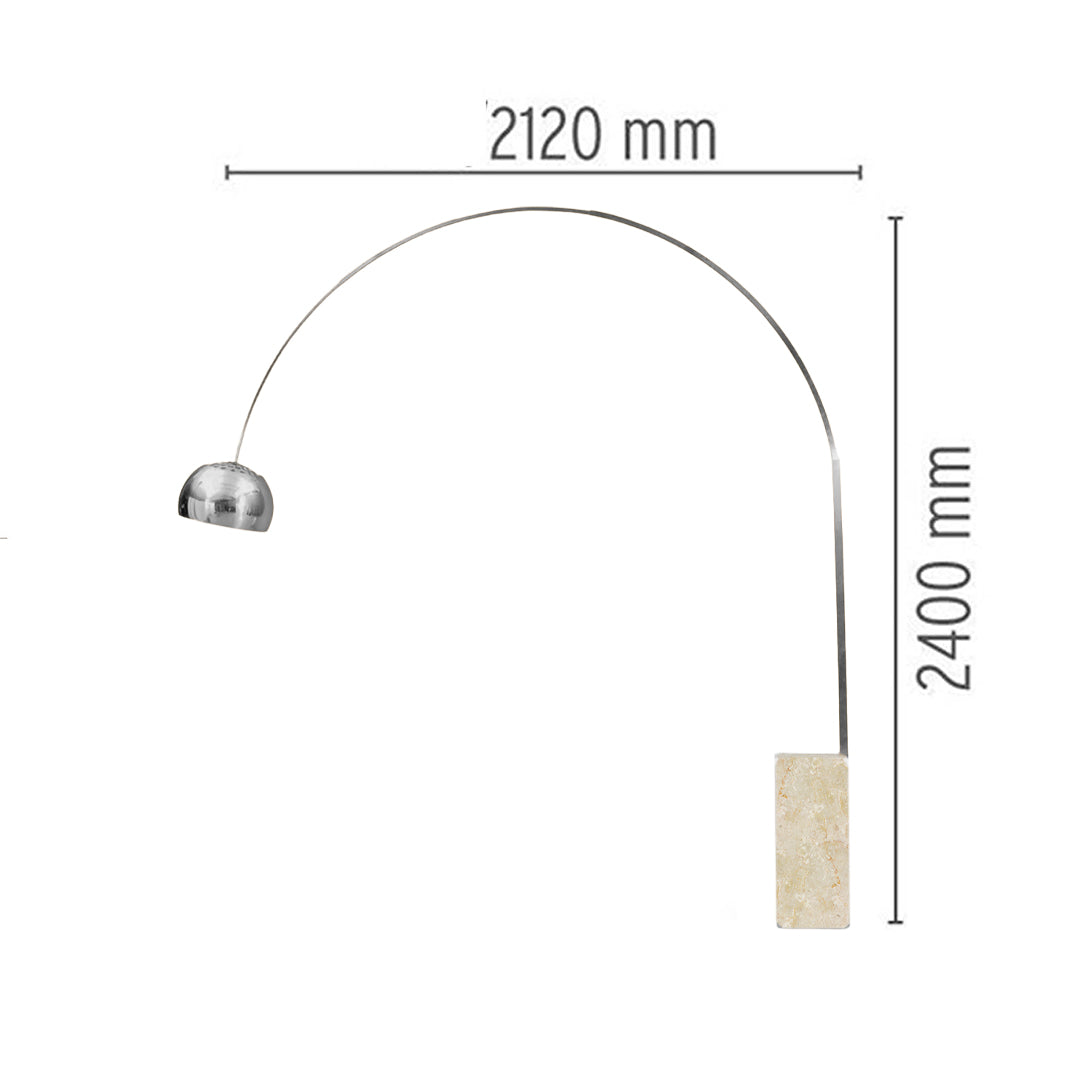 Arc Lamp With Travertine Base BP0078-GTR -  Floor Lamps - ebarza Furniture UAE | Shop Modern Furniture in Abu Dhabi & Dubai - مفروشات ايبازرا في الامارات | تسوق اثاث عصري وديكورات مميزة في دبي وابوظبي