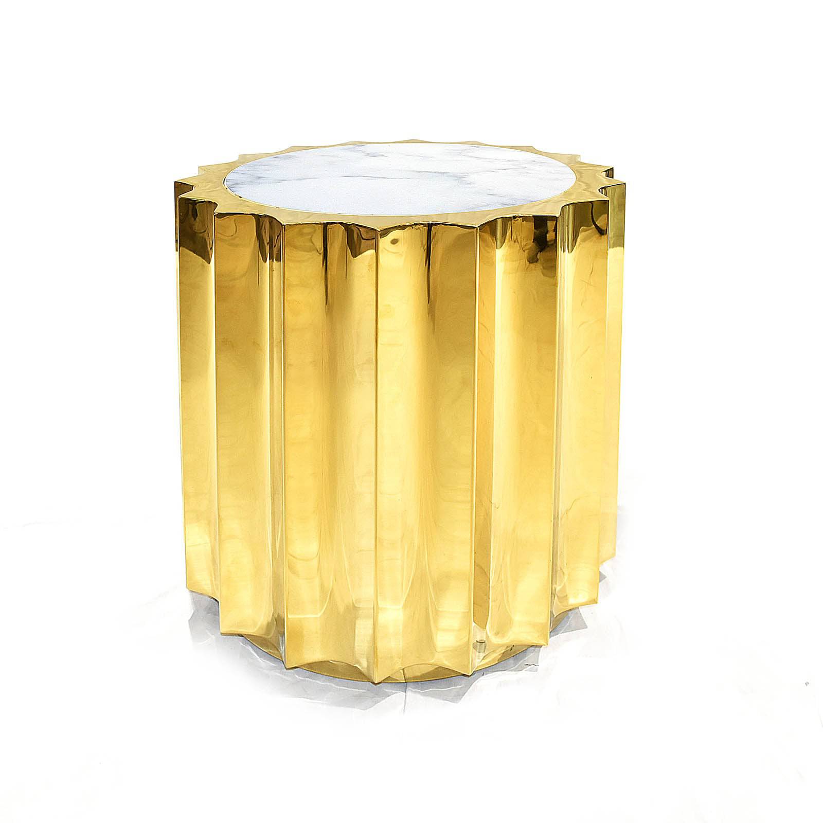 Forlì Natural Marble Side Table Tg-01-1-G -  Side Tables - ebarza Furniture UAE | Shop Modern Furniture in Abu Dhabi & Dubai - مفروشات ايبازرا في الامارات | تسوق اثاث عصري وديكورات مميزة في دبي وابوظبي