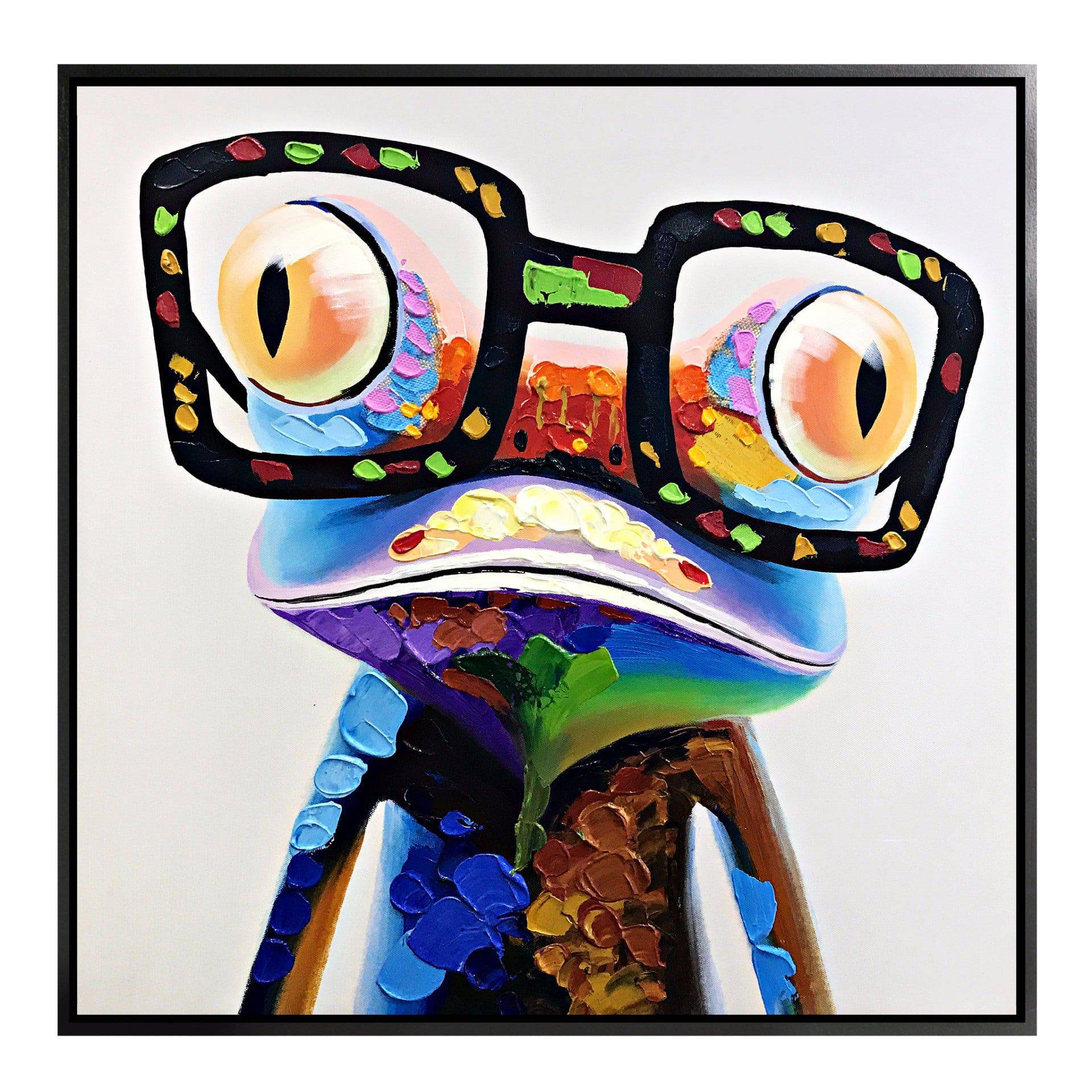 Funky Frog Hand Painted Art Painting With Frame 67X67 Cm Soap0006 -  Paintings - ebarza Furniture UAE | Shop Modern Furniture in Abu Dhabi & Dubai - مفروشات ايبازرا في الامارات | تسوق اثاث عصري وديكورات مميزة في دبي وابوظبي