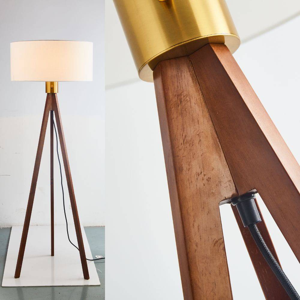 As Is - Gem Wooden Tripod Floor Lamp Cy-Ltd-1000 -  DISPLAY ITEM - ebarza Furniture UAE | Shop Modern Furniture in Abu Dhabi & Dubai - مفروشات ايبازرا في الامارات | تسوق اثاث عصري وديكورات مميزة في دبي وابوظبي