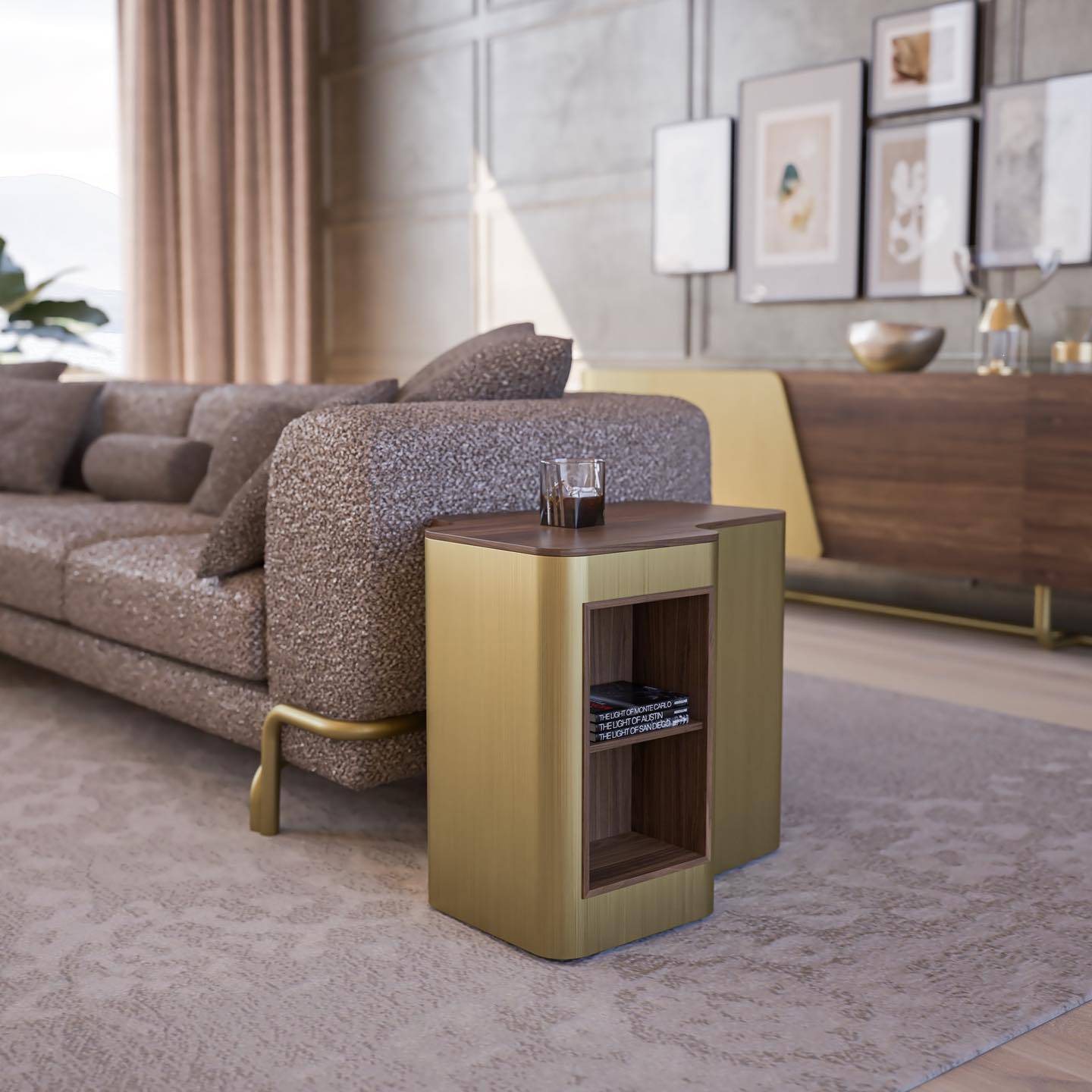 Giallo Gold Side Table Glost-039G -  Side Tables - ebarza Furniture UAE | Shop Modern Furniture in Abu Dhabi & Dubai - مفروشات ايبازرا في الامارات | تسوق اثاث عصري وديكورات مميزة في دبي وابوظبي