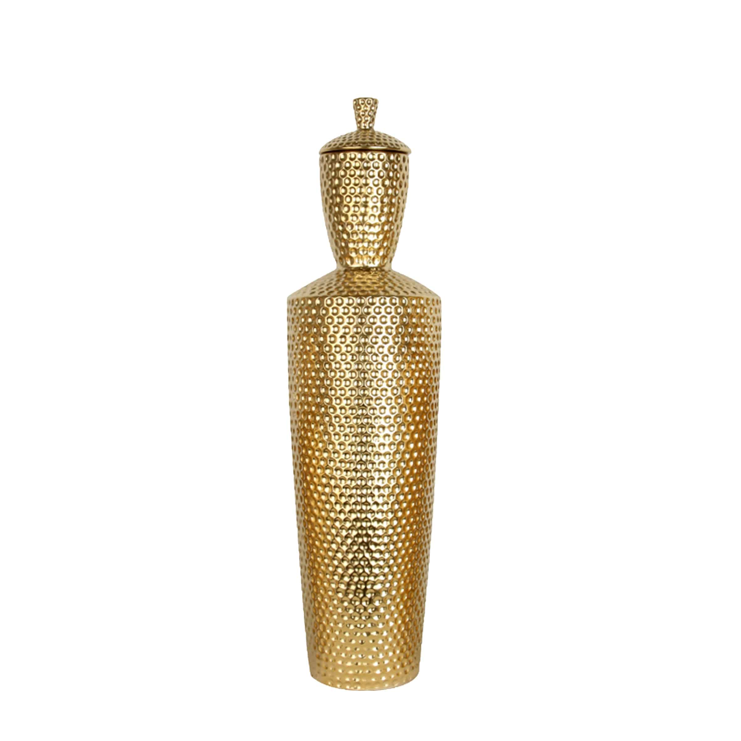 Golden Ceramic Jar -A Fa-D1919A -  Vases - ebarza Furniture UAE | Shop Modern Furniture in Abu Dhabi & Dubai - مفروشات ايبازرا في الامارات | تسوق اثاث عصري وديكورات مميزة في دبي وابوظبي