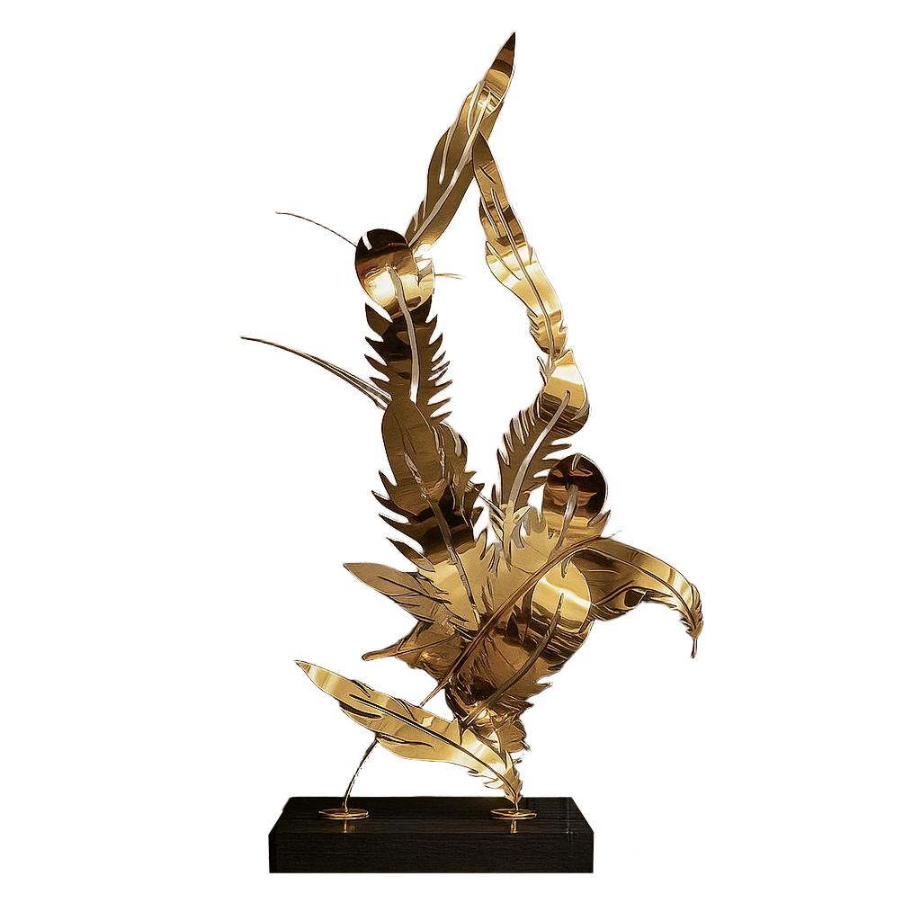 Golden Eagle Handcrafted Stainless Steel Artwork Bj2020006 -  Artwork - ebarza Furniture UAE | Shop Modern Furniture in Abu Dhabi & Dubai - مفروشات ايبازرا في الامارات | تسوق اثاث عصري وديكورات مميزة في دبي وابوظبي