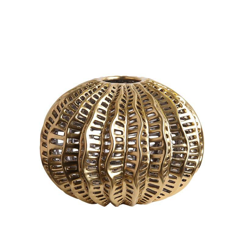Golden Hollow Vase - B Fa-D21006B -  Vases - ebarza Furniture UAE | Shop Modern Furniture in Abu Dhabi & Dubai - مفروشات ايبازرا في الامارات | تسوق اثاث عصري وديكورات مميزة في دبي وابوظبي