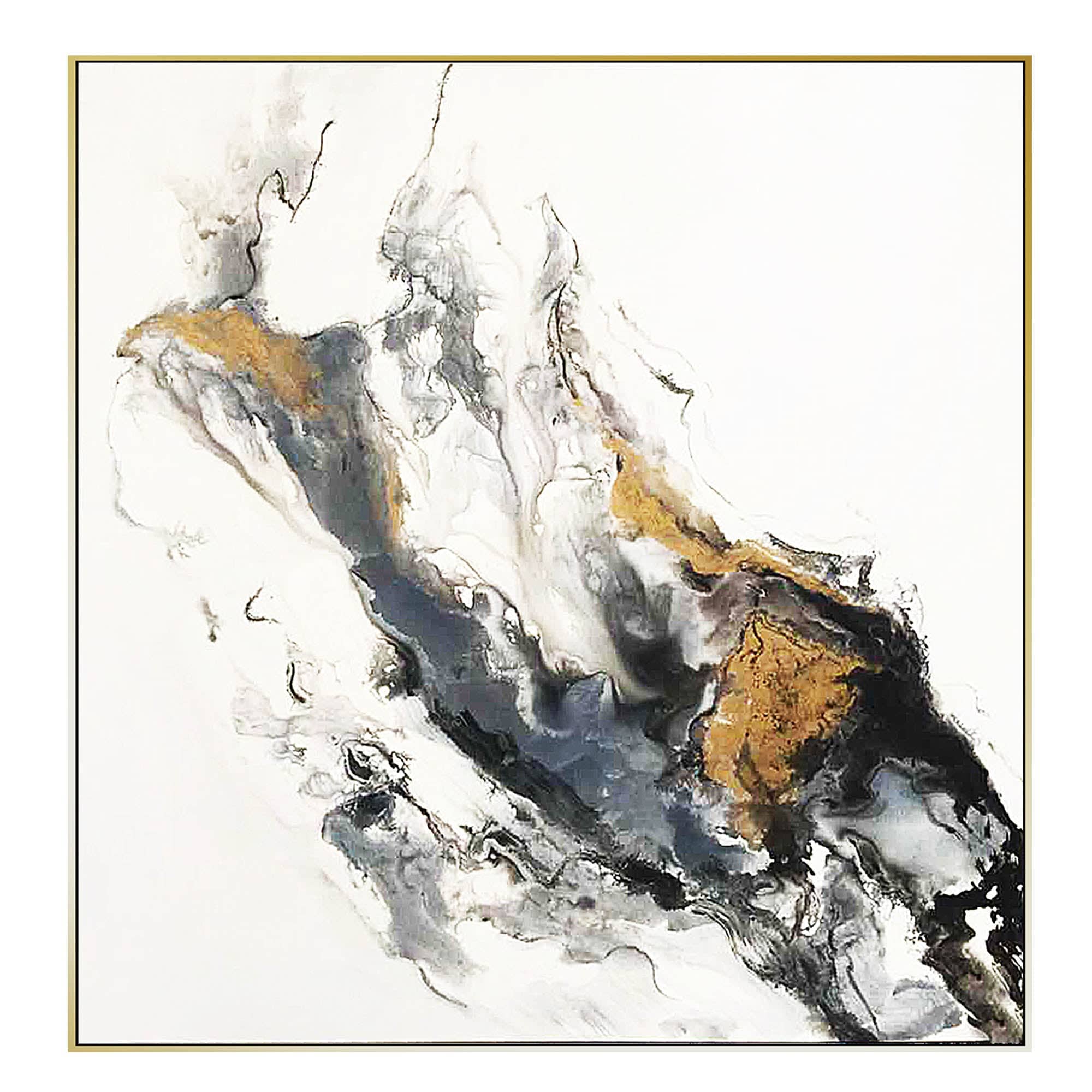 Golden Smoke Hand Painted Art Painting With Frame 140X140 Cm Soap0064 -  Paintings - ebarza Furniture UAE | Shop Modern Furniture in Abu Dhabi & Dubai - مفروشات ايبازرا في الامارات | تسوق اثاث عصري وديكورات مميزة في دبي وابوظبي