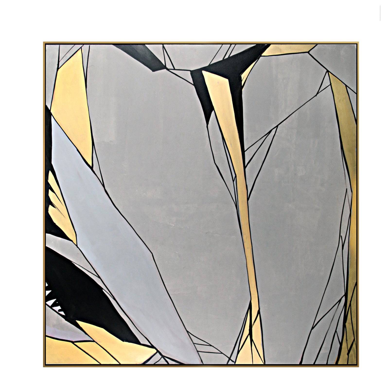 AS IS - Golden Wall Crack Hand Painted Art Painting With Frame 140X140 Cm Soap0101 -  DISPLAY ITEM - ebarza Furniture UAE | Shop Modern Furniture in Abu Dhabi & Dubai - مفروشات ايبازرا في الامارات | تسوق اثاث عصري وديكورات مميزة في دبي وابوظبي