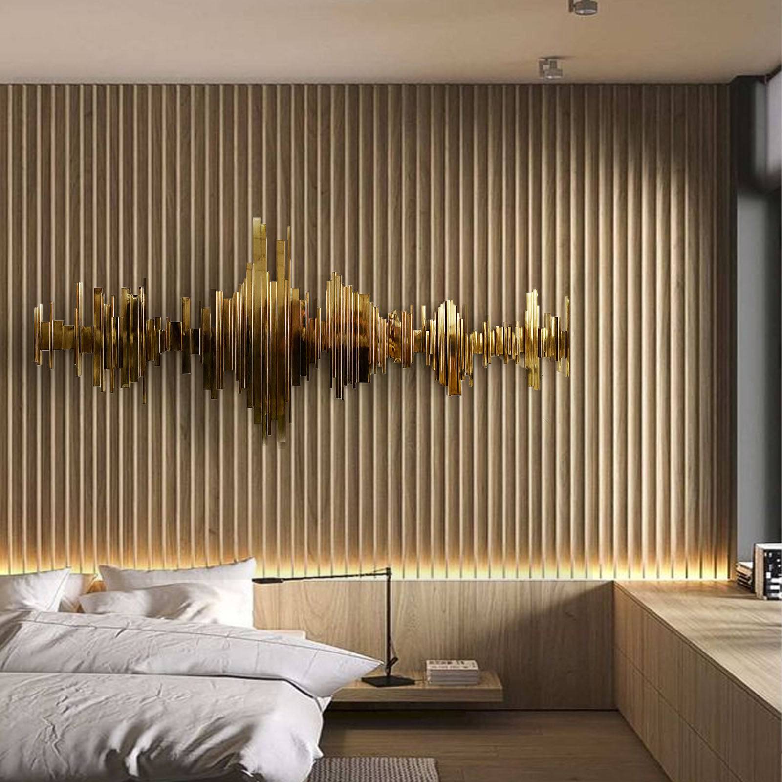 Pre-order 25 Days Delivery Golden Waves Handcrafted Stainless Steel Artwork Bg2020104 -  Artwork - ebarza Furniture UAE | Shop Modern Furniture in Abu Dhabi & Dubai - مفروشات ايبازرا في الامارات | تسوق اثاث عصري وديكورات مميزة في دبي وابوظبي