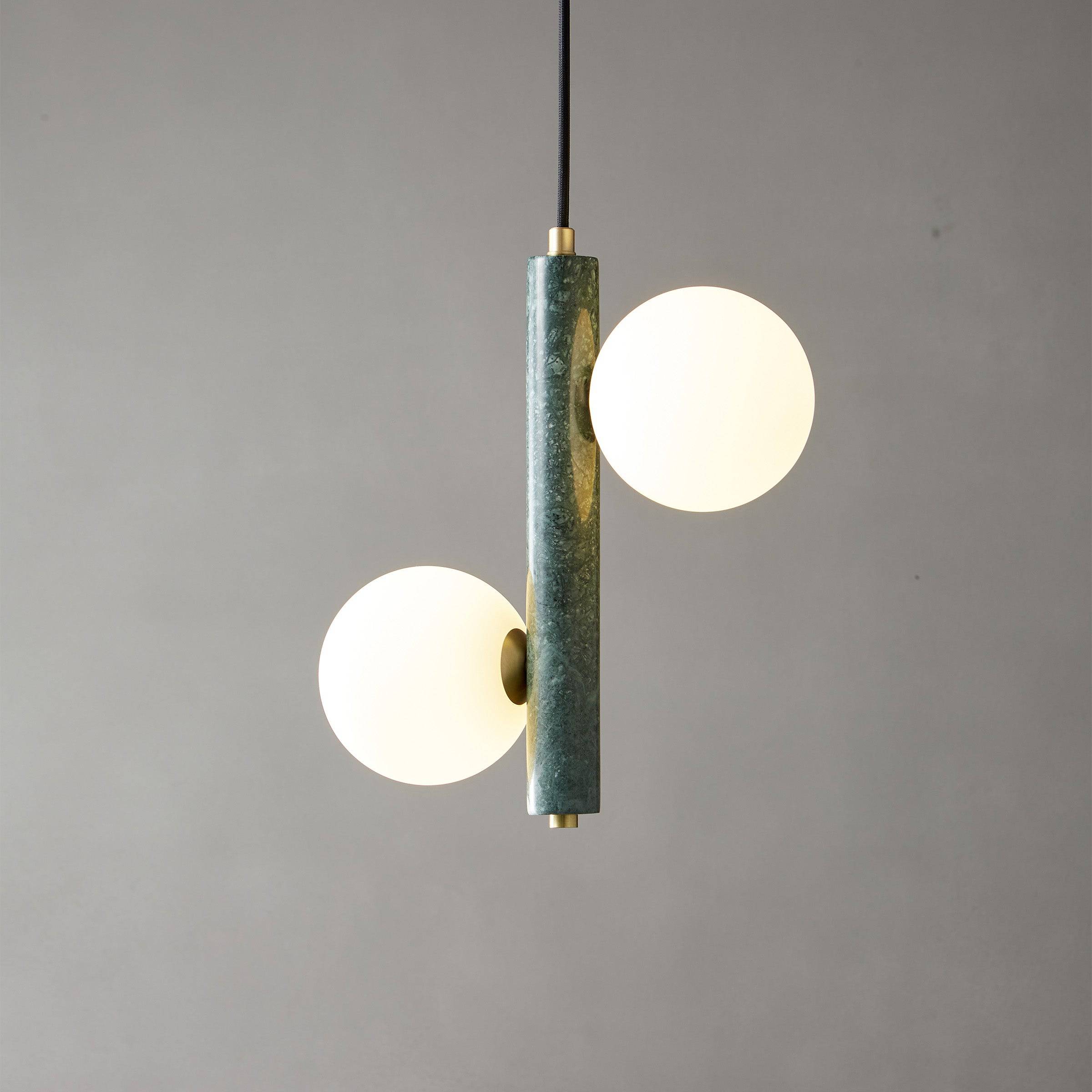 Pre-order 75 Days Delivery Green Marble Pendant Lamp  7702-2-Gn -  Pendant Lamps - ebarza Furniture UAE | Shop Modern Furniture in Abu Dhabi & Dubai - مفروشات ايبازرا في الامارات | تسوق اثاث عصري وديكورات مميزة في دبي وابوظبي