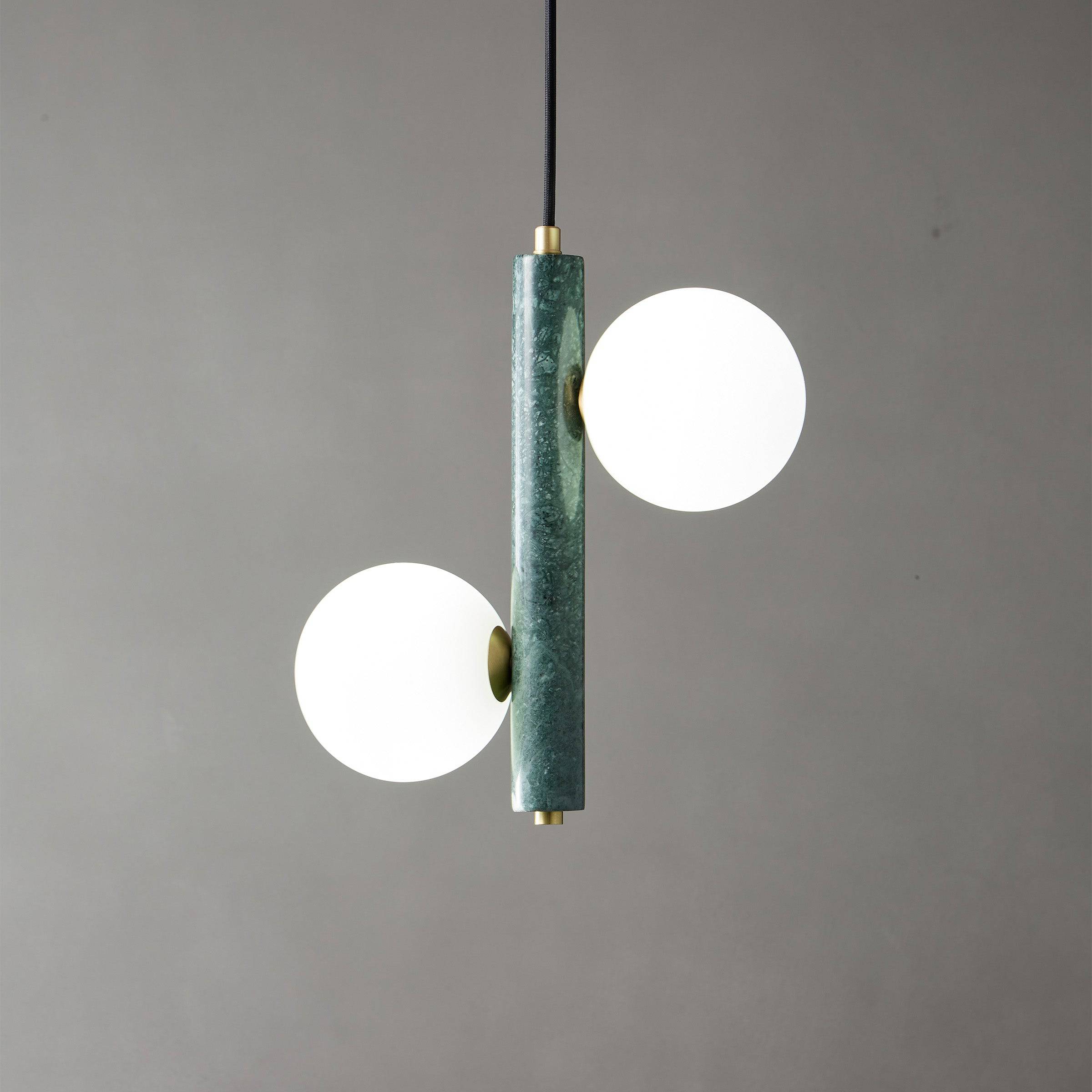 Pre-order 75 Days Delivery Green Marble Pendant Lamp  7702-2-Gn -  Pendant Lamps - ebarza Furniture UAE | Shop Modern Furniture in Abu Dhabi & Dubai - مفروشات ايبازرا في الامارات | تسوق اثاث عصري وديكورات مميزة في دبي وابوظبي