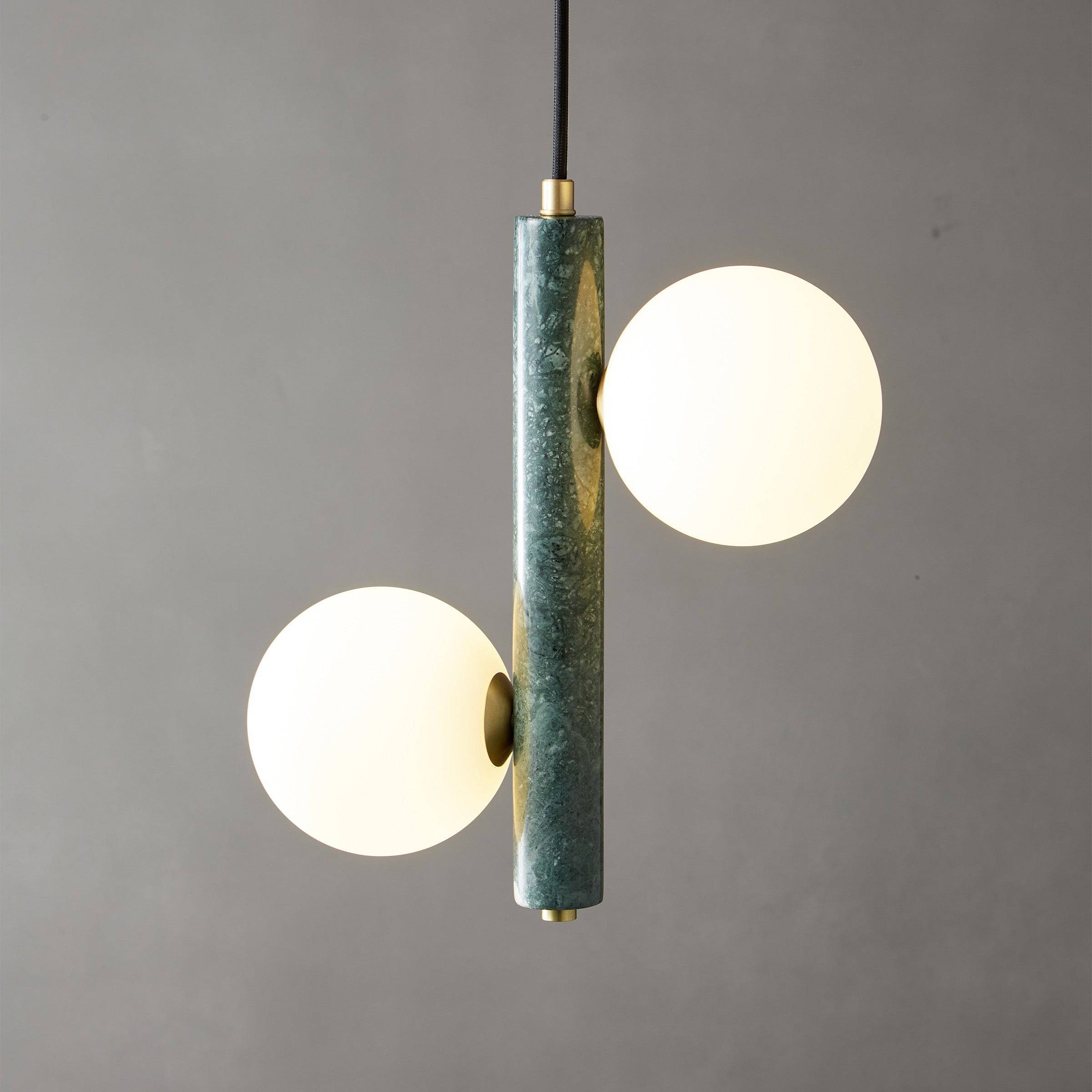 Pre-order 75 Days Delivery Green Marble Pendant Lamp  7702-2-Gn -  Pendant Lamps - ebarza Furniture UAE | Shop Modern Furniture in Abu Dhabi & Dubai - مفروشات ايبازرا في الامارات | تسوق اثاث عصري وديكورات مميزة في دبي وابوظبي
