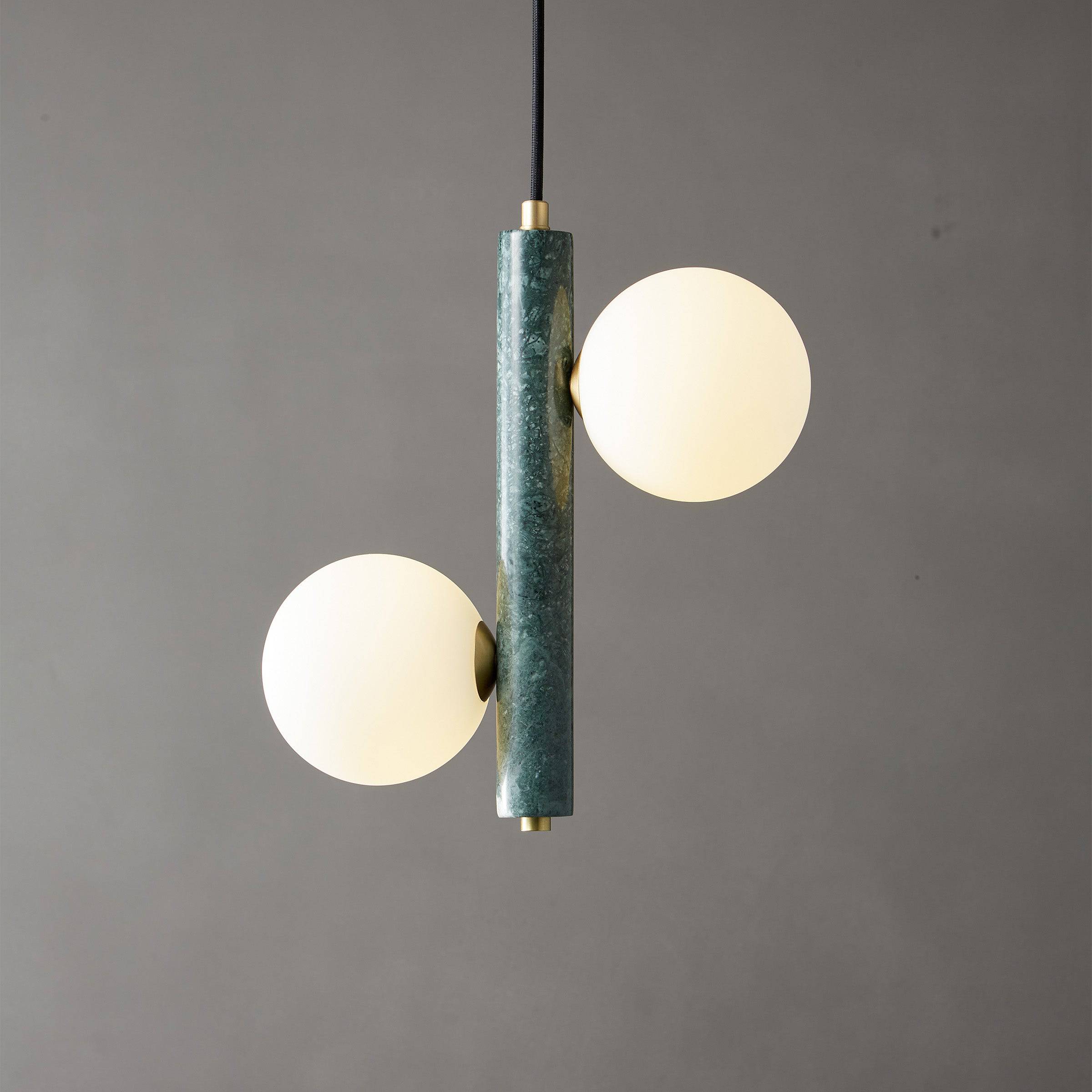 Pre-order 75 Days Delivery Green Marble Pendant Lamp  7702-2-Gn -  Pendant Lamps - ebarza Furniture UAE | Shop Modern Furniture in Abu Dhabi & Dubai - مفروشات ايبازرا في الامارات | تسوق اثاث عصري وديكورات مميزة في دبي وابوظبي