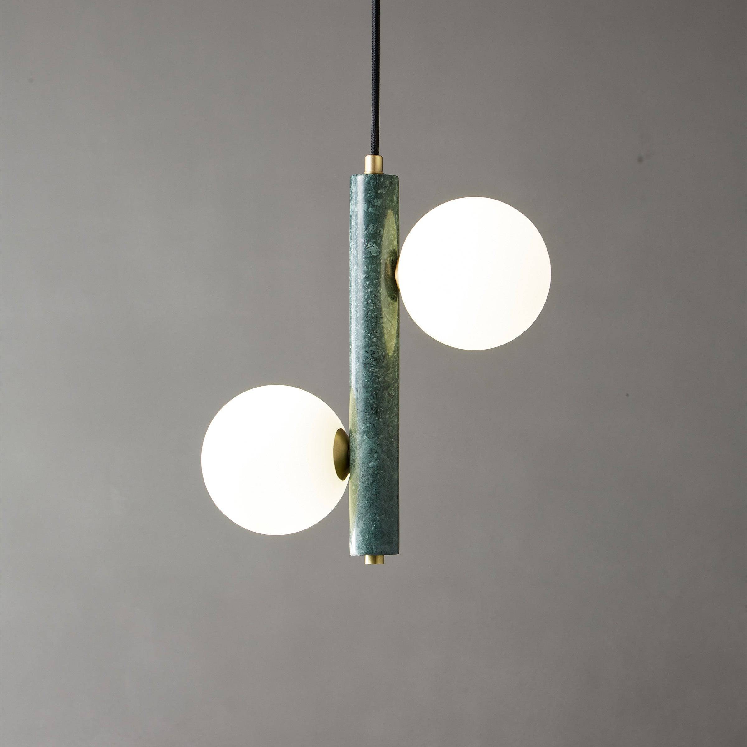Pre-order 75 Days Delivery Green Marble Pendant Lamp  7702-2-Gn -  Pendant Lamps - ebarza Furniture UAE | Shop Modern Furniture in Abu Dhabi & Dubai - مفروشات ايبازرا في الامارات | تسوق اثاث عصري وديكورات مميزة في دبي وابوظبي