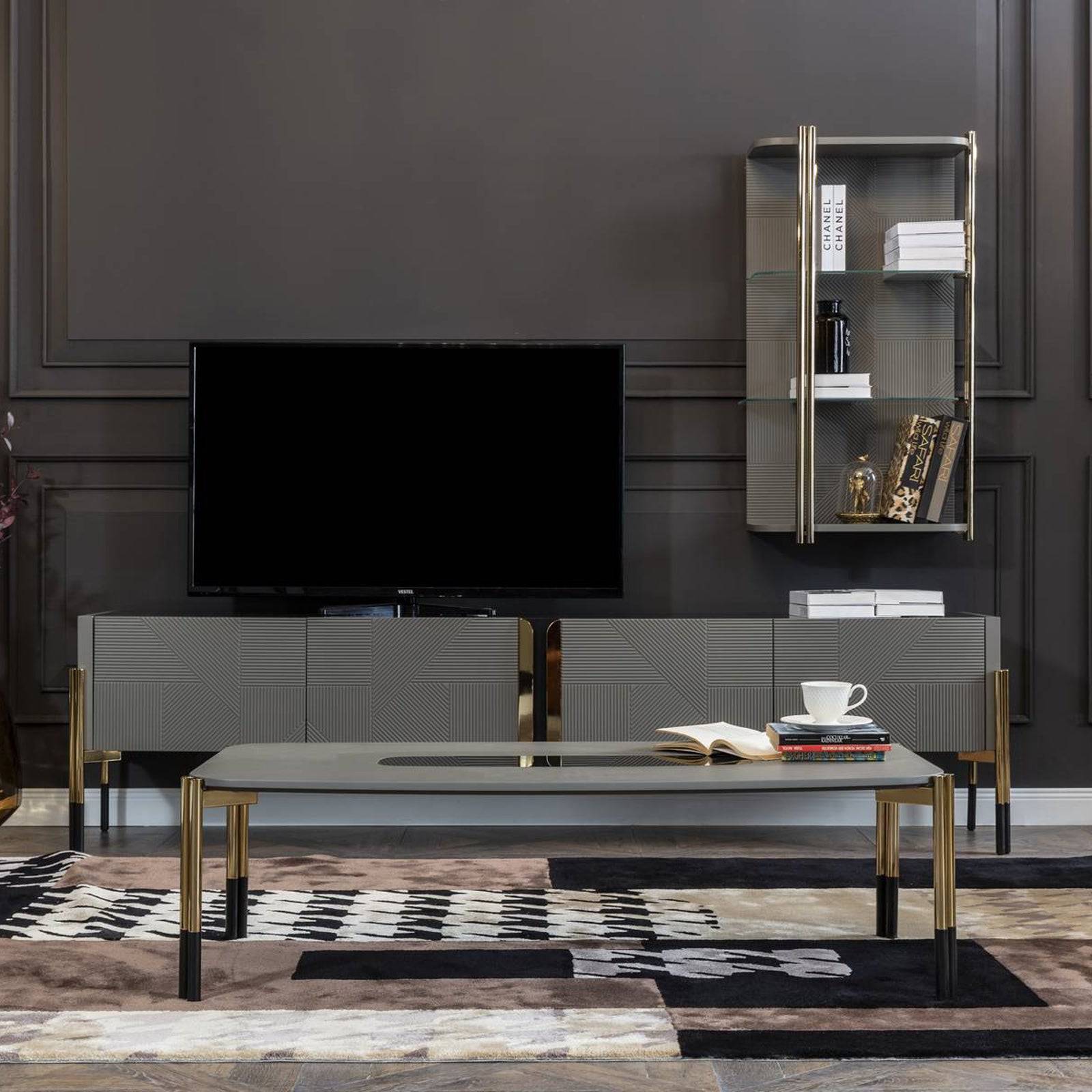 Grey Center Table Diva-006 -  Coffee Tables - ebarza Furniture UAE | Shop Modern Furniture in Abu Dhabi & Dubai - مفروشات ايبازرا في الامارات | تسوق اثاث عصري وديكورات مميزة في دبي وابوظبي