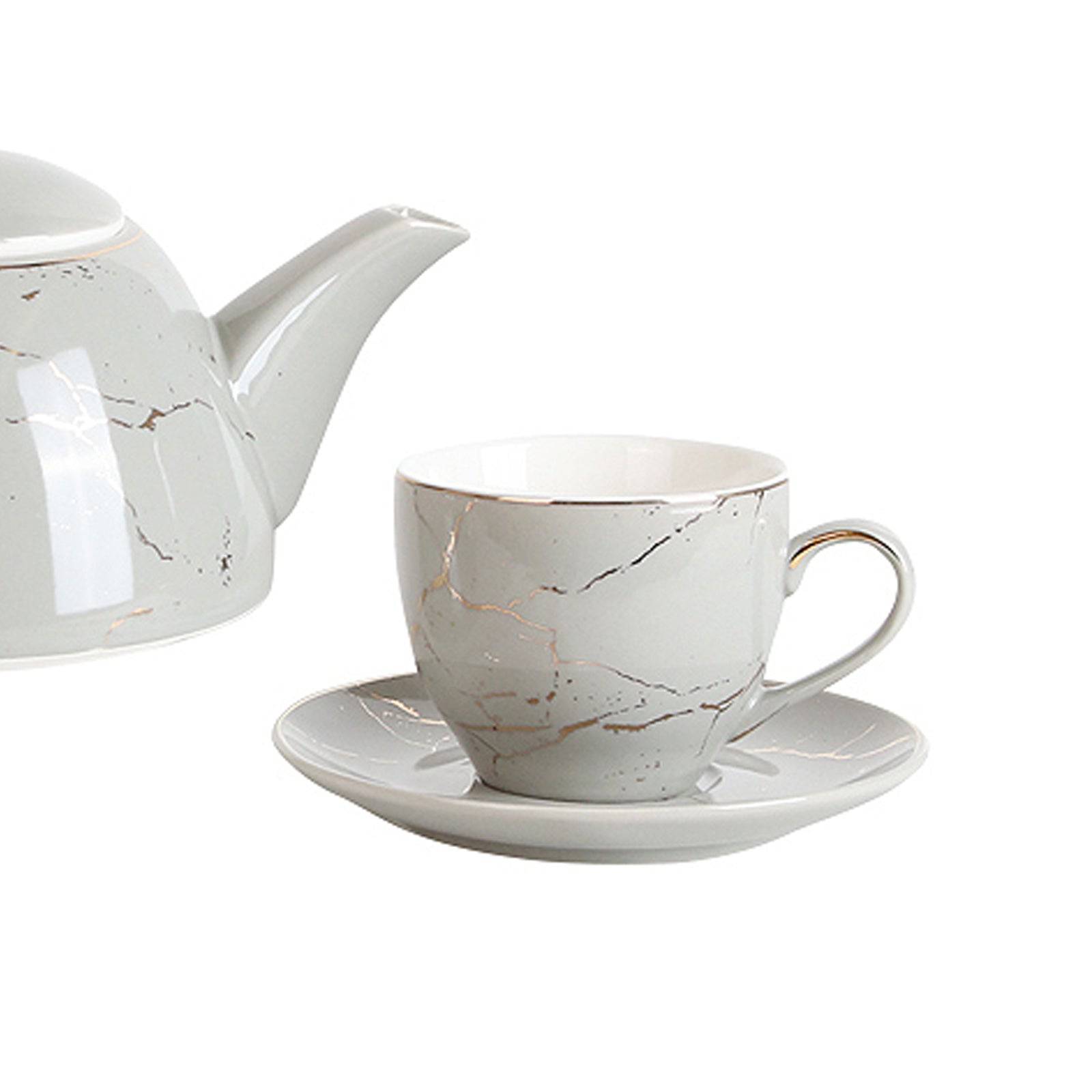 Grey & Golden Coffee/Tea  Cup And Plate Fa-D2059A -  Coffee Sets - ebarza Furniture UAE | Shop Modern Furniture in Abu Dhabi & Dubai - مفروشات ايبازرا في الامارات | تسوق اثاث عصري وديكورات مميزة في دبي وابوظبي