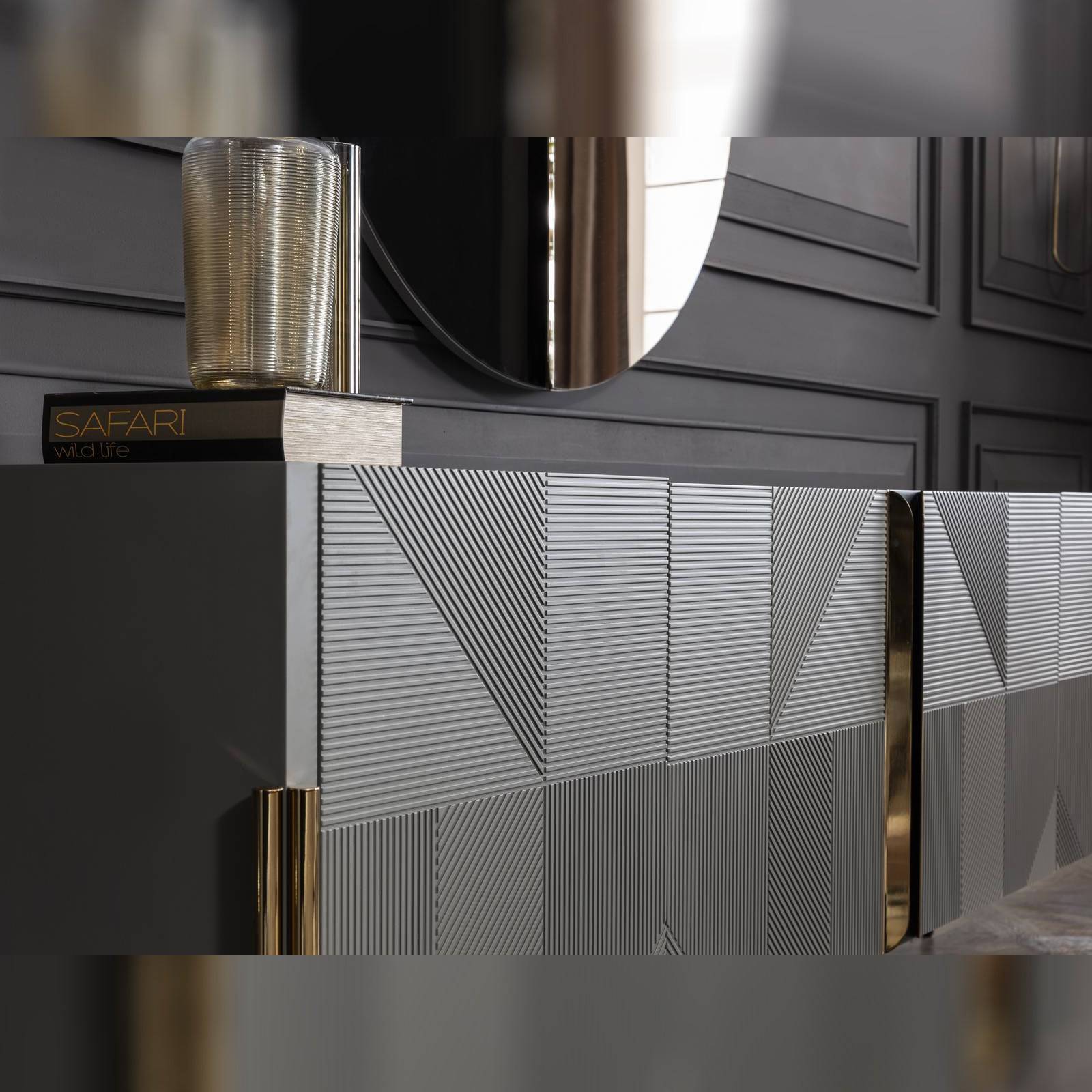 Grey Sideboard  Diva099-Cons -  Sideboards - ebarza Furniture UAE | Shop Modern Furniture in Abu Dhabi & Dubai - مفروشات ايبازرا في الامارات | تسوق اثاث عصري وديكورات مميزة في دبي وابوظبي