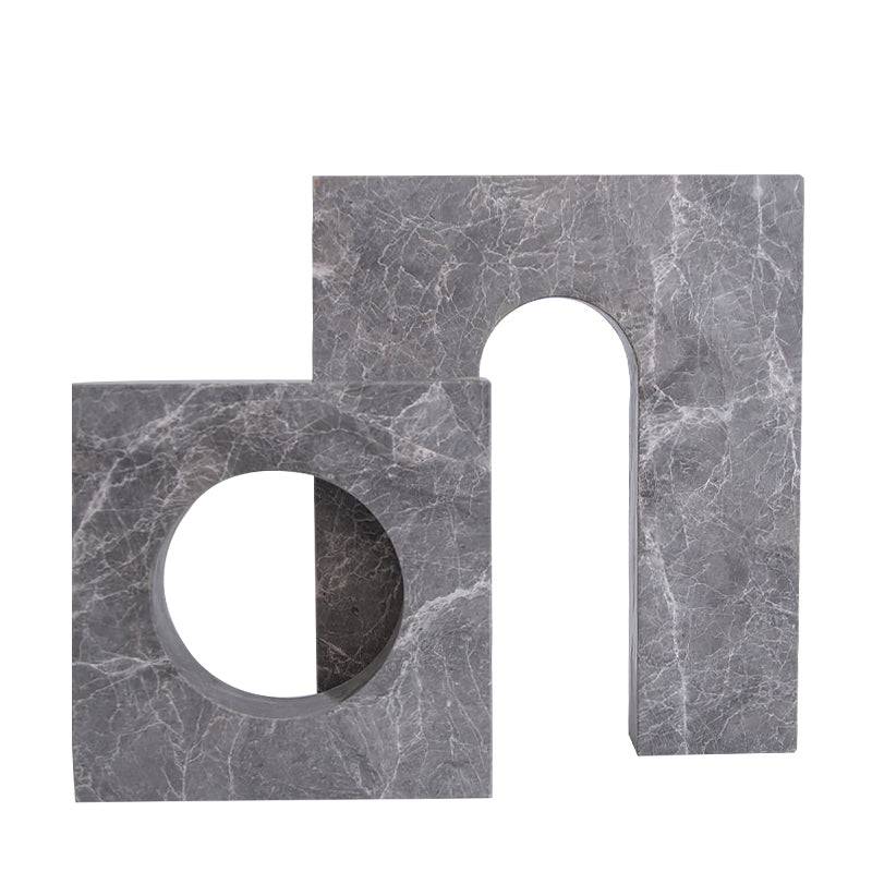 Grey Squre & Round Shape Vase-B Fb-T2027B -  Home Decor Figurines - ebarza Furniture UAE | Shop Modern Furniture in Abu Dhabi & Dubai - مفروشات ايبازرا في الامارات | تسوق اثاث عصري وديكورات مميزة في دبي وابوظبي