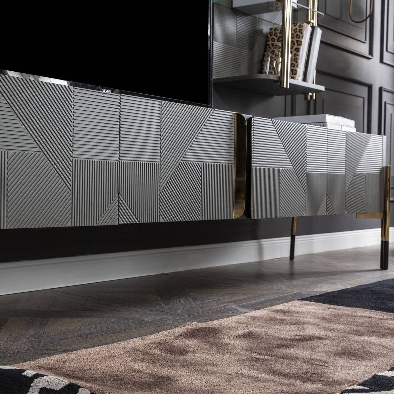 Grey Tv Unit Diva228 -  TV Units - ebarza Furniture UAE | Shop Modern Furniture in Abu Dhabi & Dubai - مفروشات ايبازرا في الامارات | تسوق اثاث عصري وديكورات مميزة في دبي وابوظبي