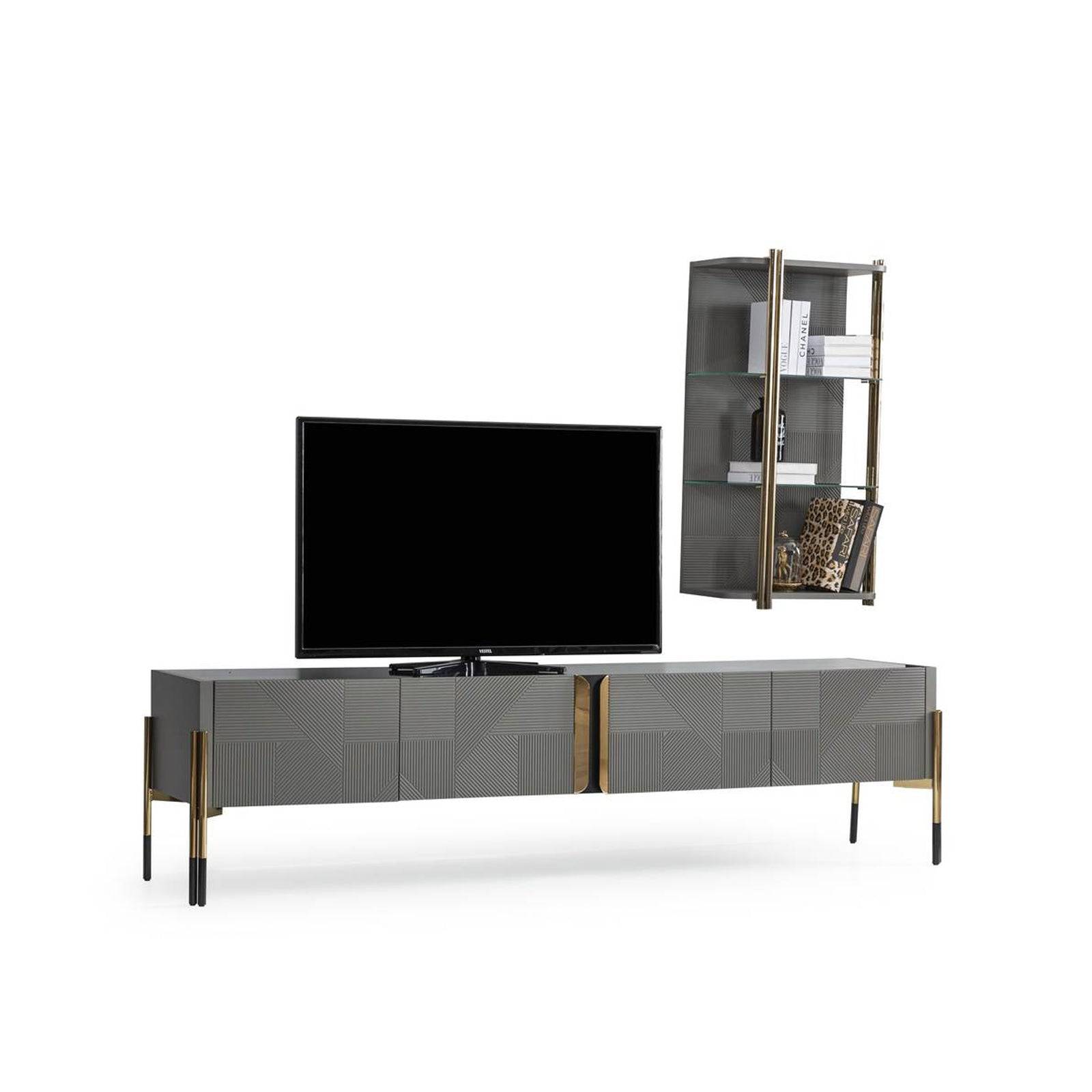 Grey Tv Unit Diva228 -  TV Units - ebarza Furniture UAE | Shop Modern Furniture in Abu Dhabi & Dubai - مفروشات ايبازرا في الامارات | تسوق اثاث عصري وديكورات مميزة في دبي وابوظبي