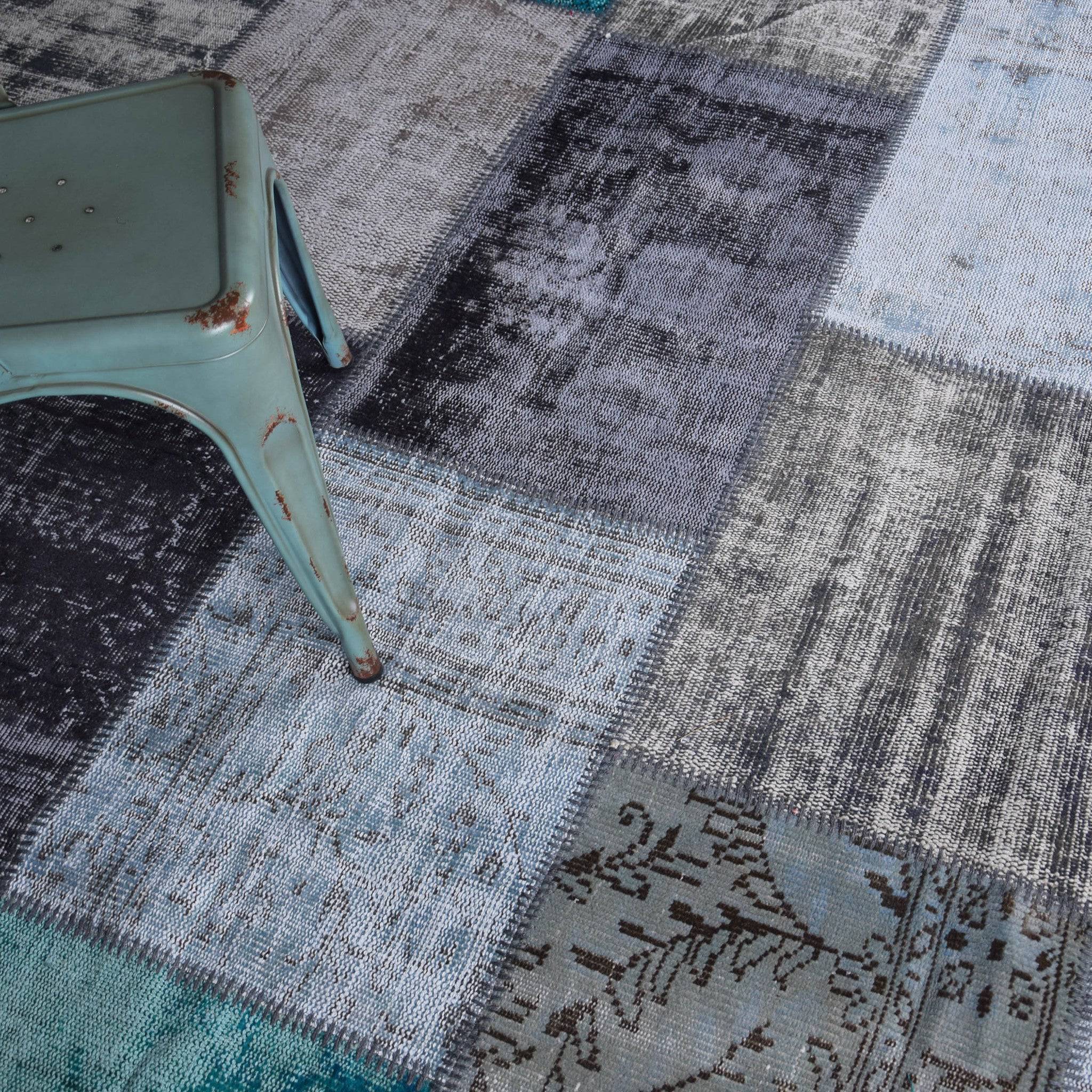 Hali Handmade Patchwork Over Dyed Rug 450X250 Cm Pw032 -  Rugs - ebarza Furniture UAE | Shop Modern Furniture in Abu Dhabi & Dubai - مفروشات ايبازرا في الامارات | تسوق اثاث عصري وديكورات مميزة في دبي وابوظبي