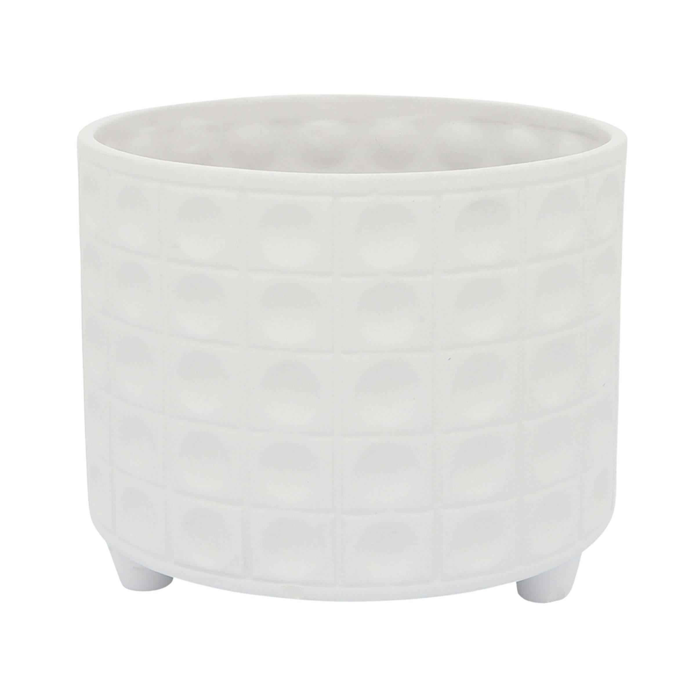 Hammered Footed Planter 25 - 30  Cm -  White 16714-01 -  Planter Boxes - ebarza Furniture UAE | Shop Modern Furniture in Abu Dhabi & Dubai - مفروشات ايبازرا في الامارات | تسوق اثاث عصري وديكورات مميزة في دبي وابوظبي