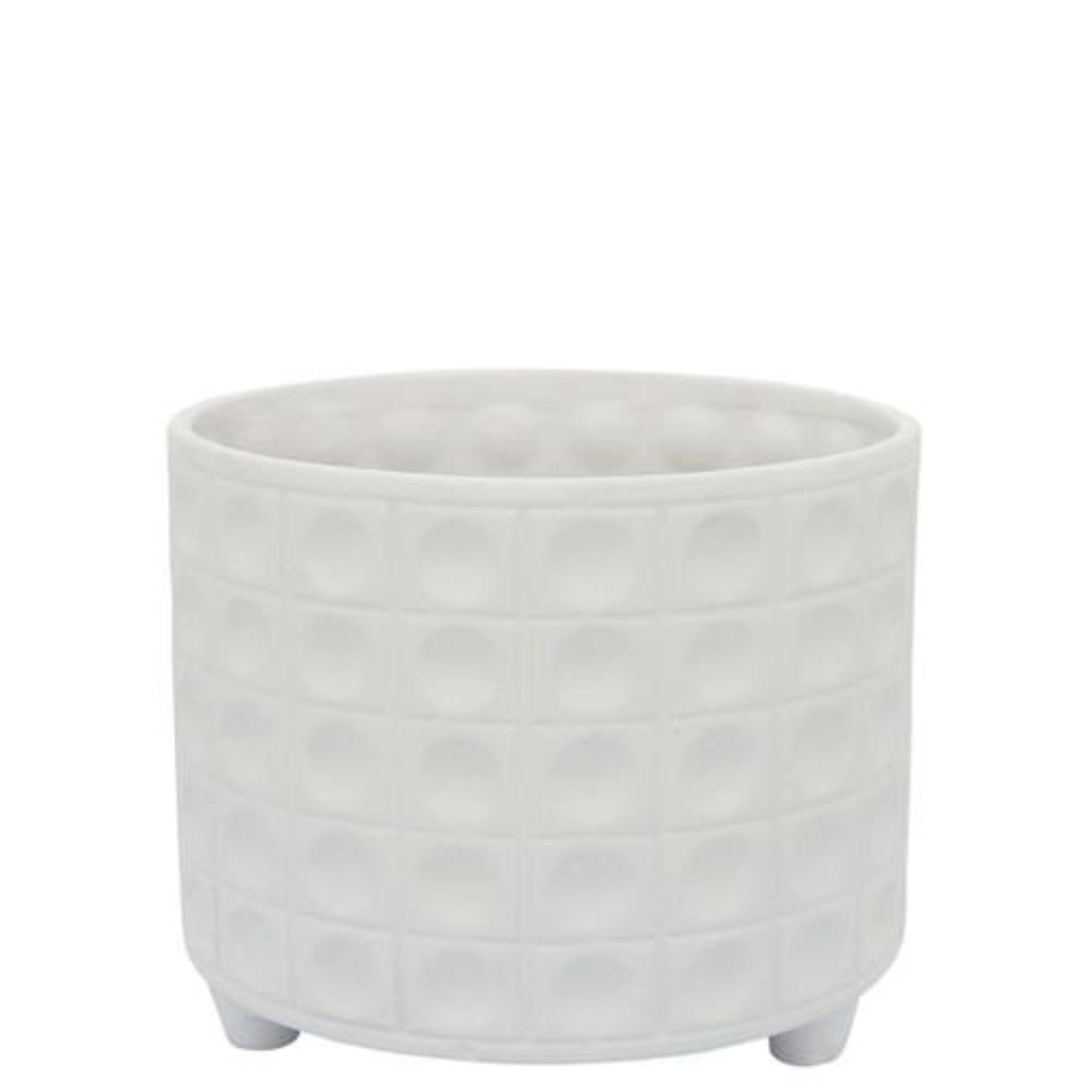 Hammered Footed Planter 25 - 30  Cm -  White 16714-01 -  Planter Boxes - ebarza Furniture UAE | Shop Modern Furniture in Abu Dhabi & Dubai - مفروشات ايبازرا في الامارات | تسوق اثاث عصري وديكورات مميزة في دبي وابوظبي