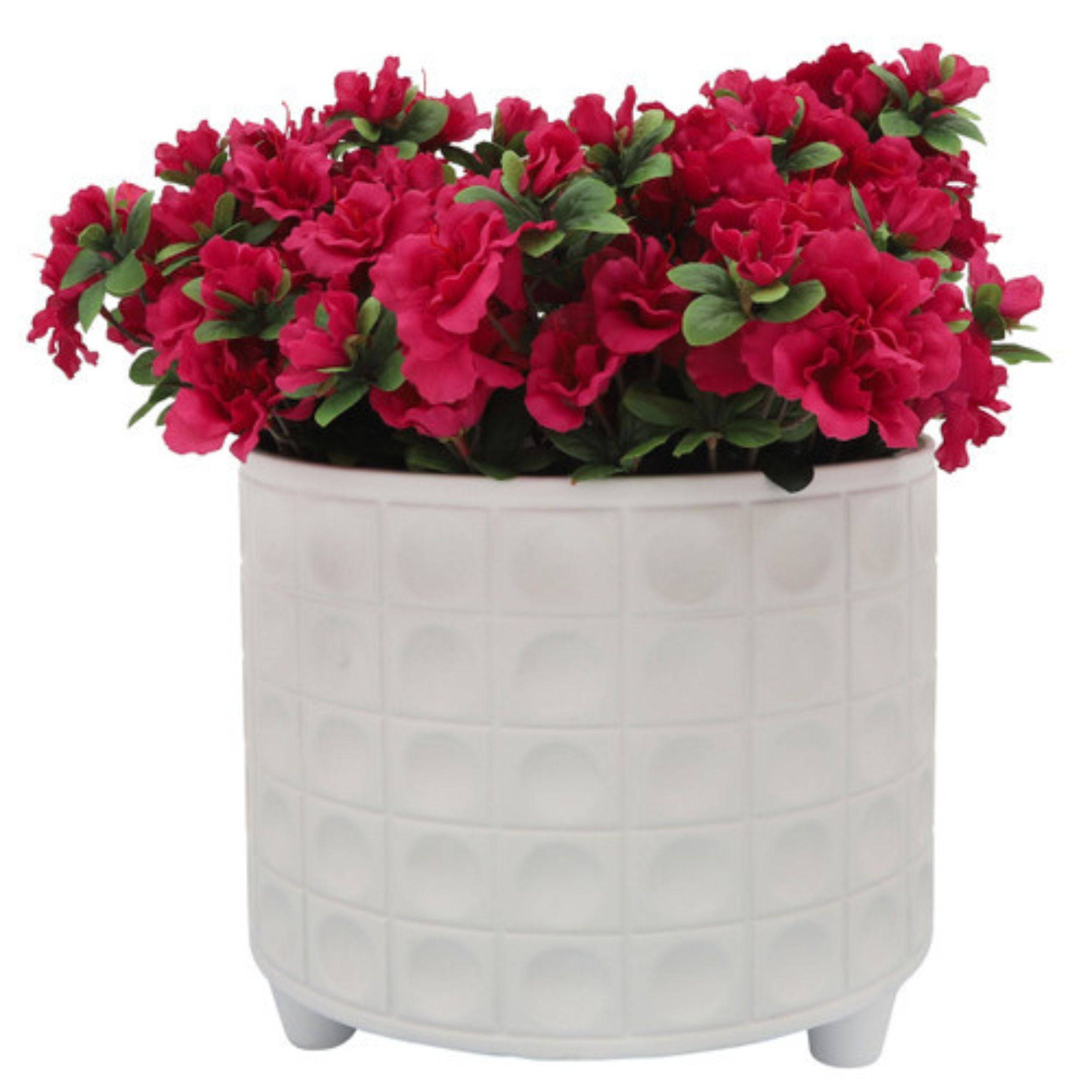 Hammered Footed Planter 25 - 30  Cm -  White 16714-01 -  Planter Boxes - ebarza Furniture UAE | Shop Modern Furniture in Abu Dhabi & Dubai - مفروشات ايبازرا في الامارات | تسوق اثاث عصري وديكورات مميزة في دبي وابوظبي