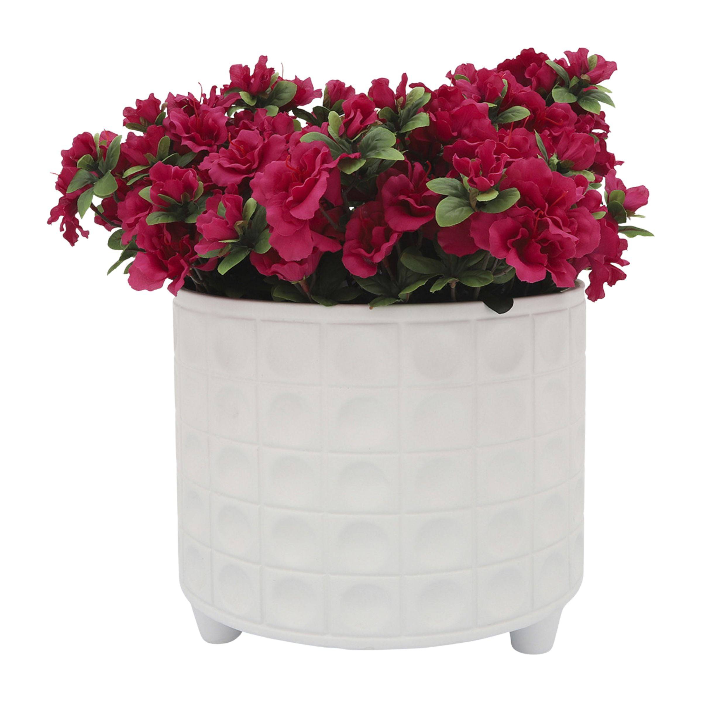 Hammered Footed Planter 25 - 30  Cm -  White 16714-01 -  Planter Boxes - ebarza Furniture UAE | Shop Modern Furniture in Abu Dhabi & Dubai - مفروشات ايبازرا في الامارات | تسوق اثاث عصري وديكورات مميزة في دبي وابوظبي