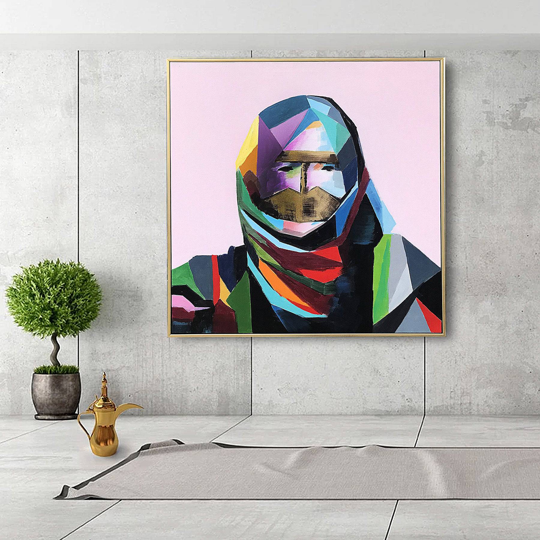 AS IS - Hand Painted UAE Culture Art Painting With Frame 105X105 Cm Soap0065M -  DISPLAY ITEM - ebarza Furniture UAE | Shop Modern Furniture in Abu Dhabi & Dubai - مفروشات ايبازرا في الامارات | تسوق اثاث عصري وديكورات مميزة في دبي وابوظبي