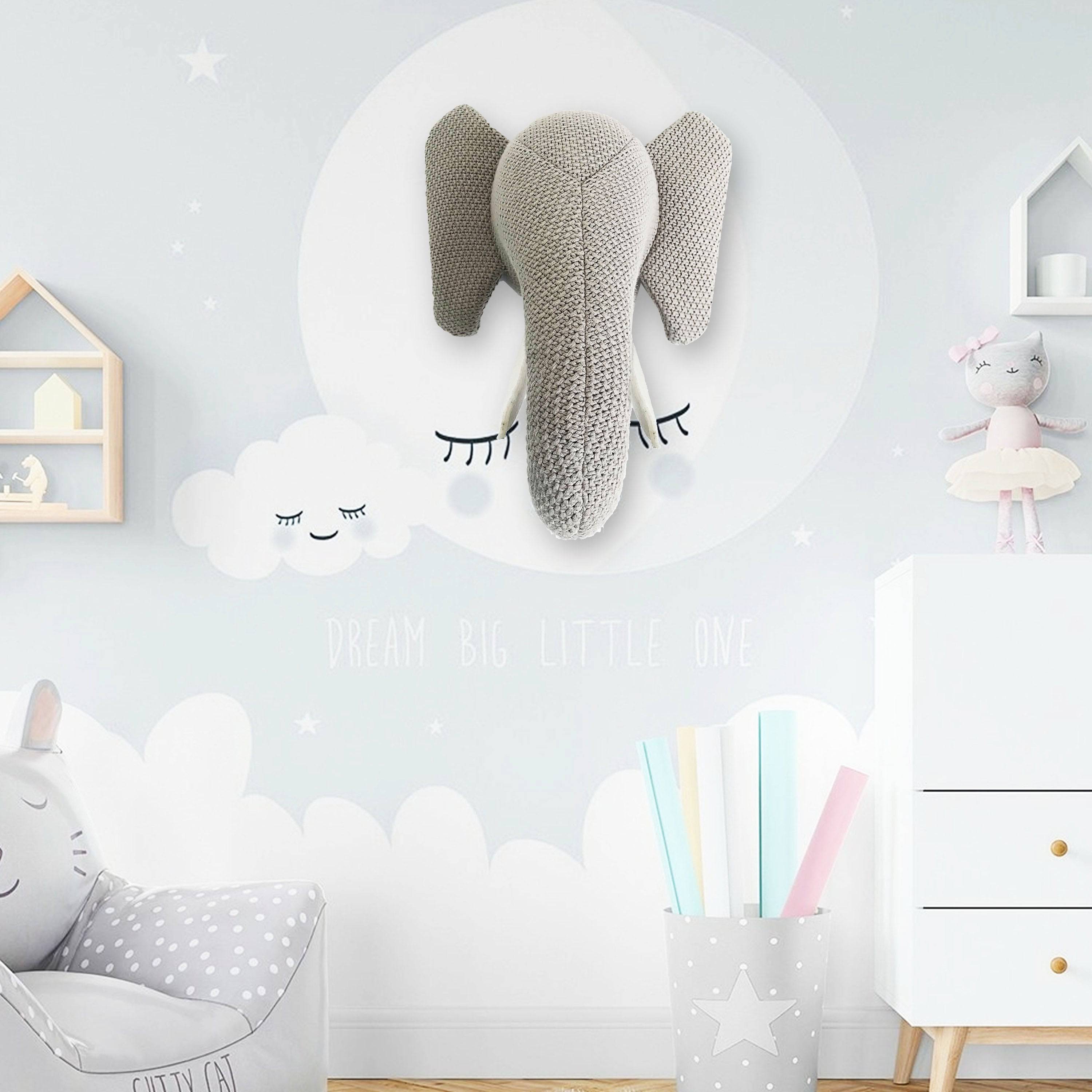 Handmade Cute Elephant Wall Decoration  Lt-T03 -  Kids Wall Decor - ebarza Furniture UAE | Shop Modern Furniture in Abu Dhabi & Dubai - مفروشات ايبازرا في الامارات | تسوق اثاث عصري وديكورات مميزة في دبي وابوظبي