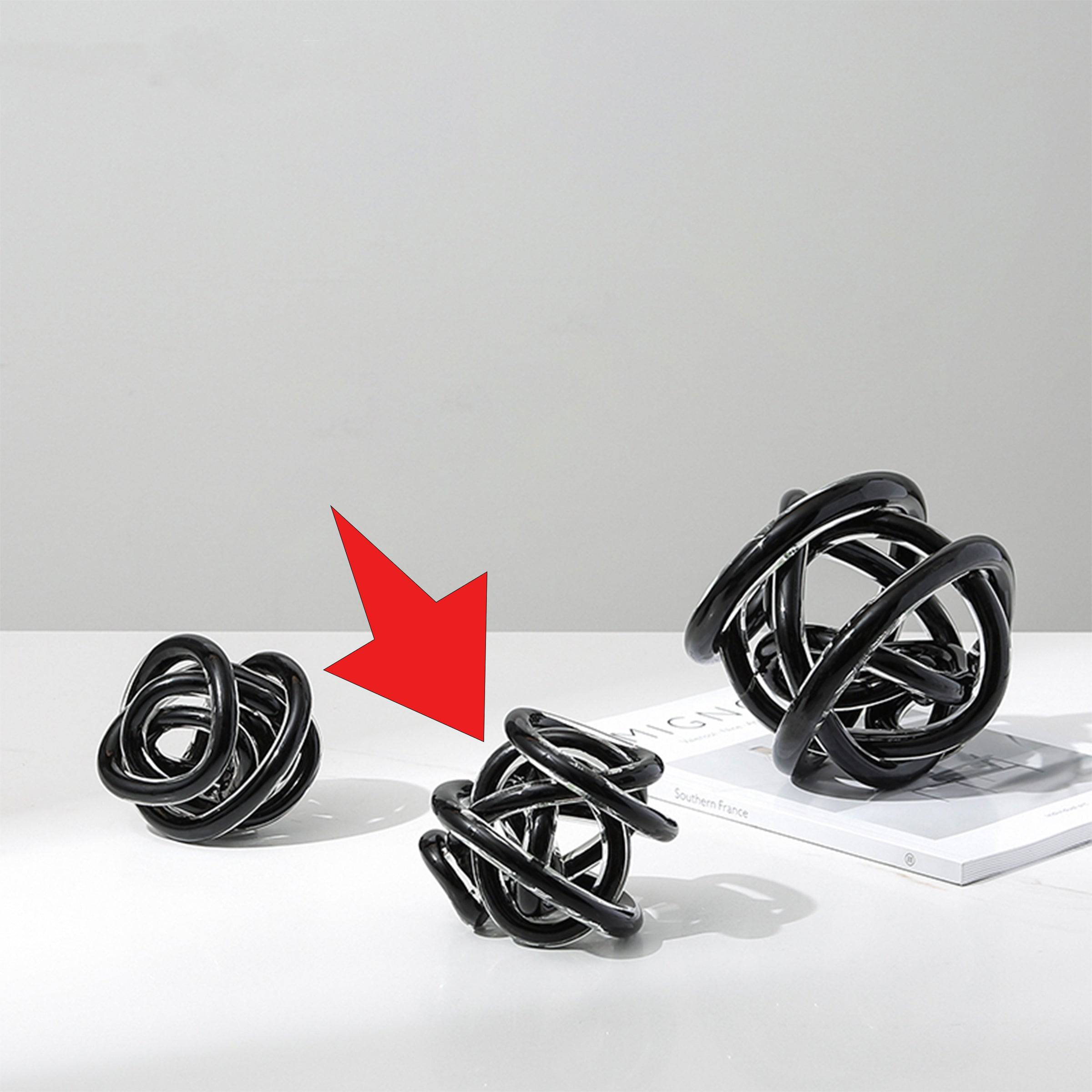 Handmade Glass Ballotin Black Line Small Ball Fb-Zs2123B -  Home Decor Figurines - ebarza Furniture UAE | Shop Modern Furniture in Abu Dhabi & Dubai - مفروشات ايبازرا في الامارات | تسوق اثاث عصري وديكورات مميزة في دبي وابوظبي