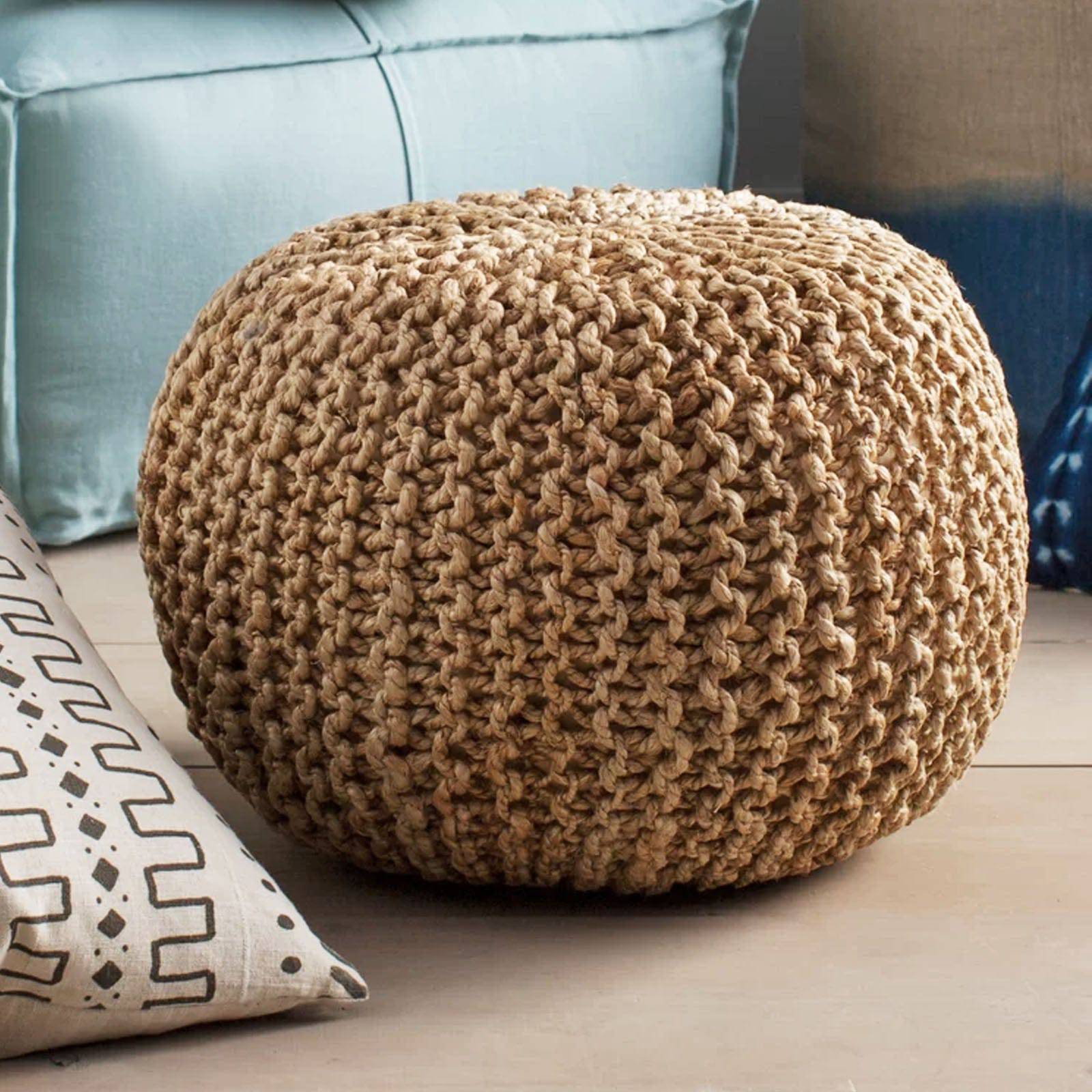 Handmade Jute Pouf Pouf Morocco Jute Dori -  Poufs - ebarza Furniture UAE | Shop Modern Furniture in Abu Dhabi & Dubai - مفروشات ايبازرا في الامارات | تسوق اثاث عصري وديكورات مميزة في دبي وابوظبي