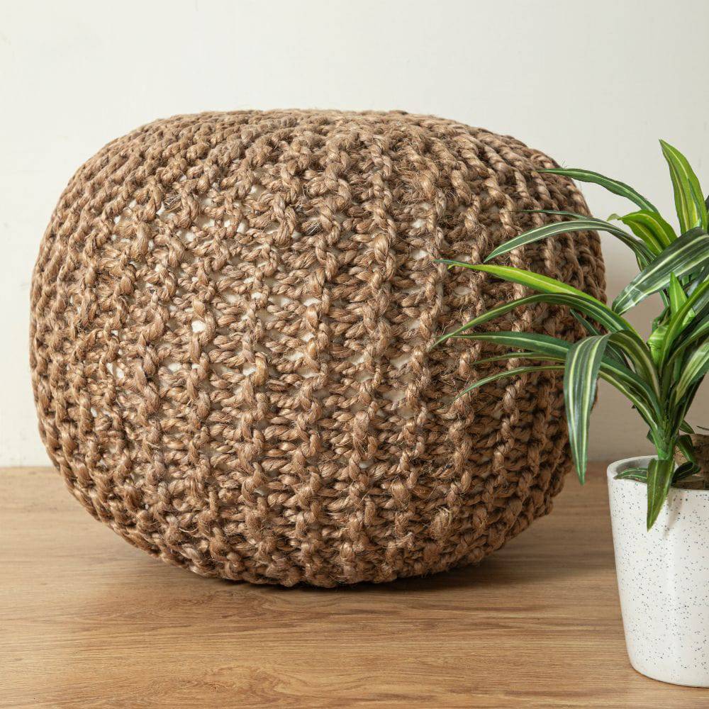 Handmade Jute Pouf Pouf Morocco Jute Dori -  Poufs - ebarza Furniture UAE | Shop Modern Furniture in Abu Dhabi & Dubai - مفروشات ايبازرا في الامارات | تسوق اثاث عصري وديكورات مميزة في دبي وابوظبي