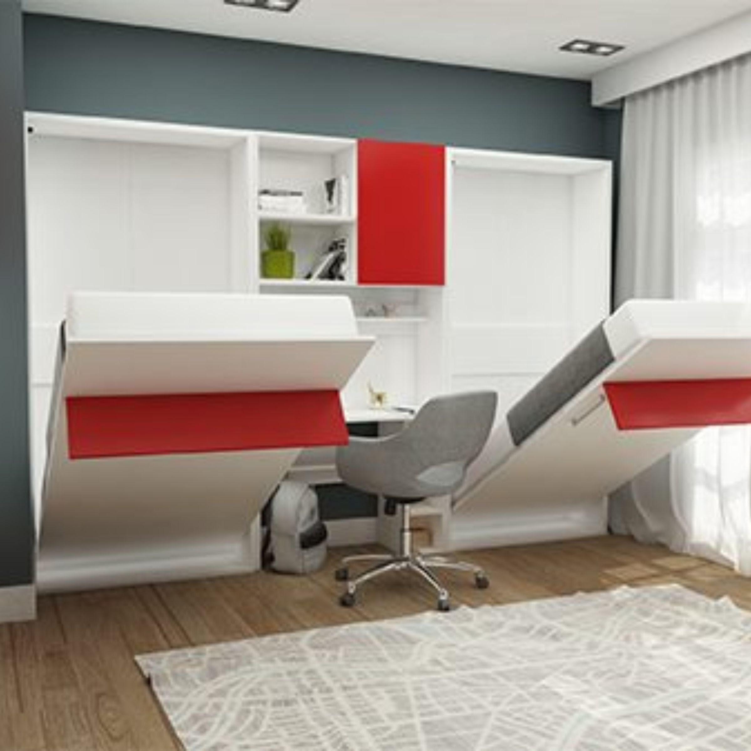 Happy Convertable Wall Bed With Quality Mattress 1101 -  Bedsteads - ebarza Furniture UAE | Shop Modern Furniture in Abu Dhabi & Dubai - مفروشات ايبازرا في الامارات | تسوق اثاث عصري وديكورات مميزة في دبي وابوظبي