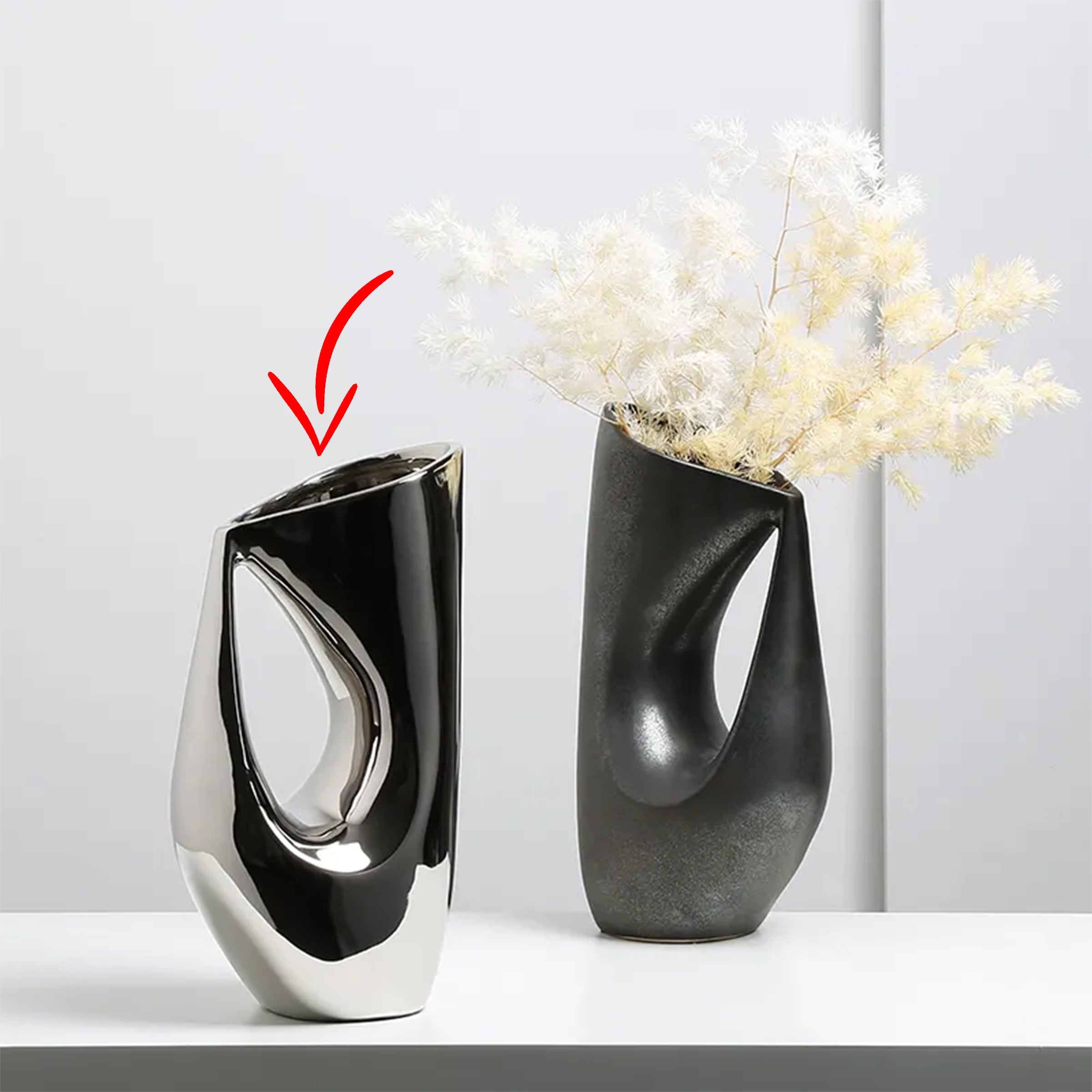 Harm Sliver Vase FA-D22131B -  Vases - ebarza Furniture UAE | Shop Modern Furniture in Abu Dhabi & Dubai - مفروشات ايبازرا في الامارات | تسوق اثاث عصري وديكورات مميزة في دبي وابوظبي
