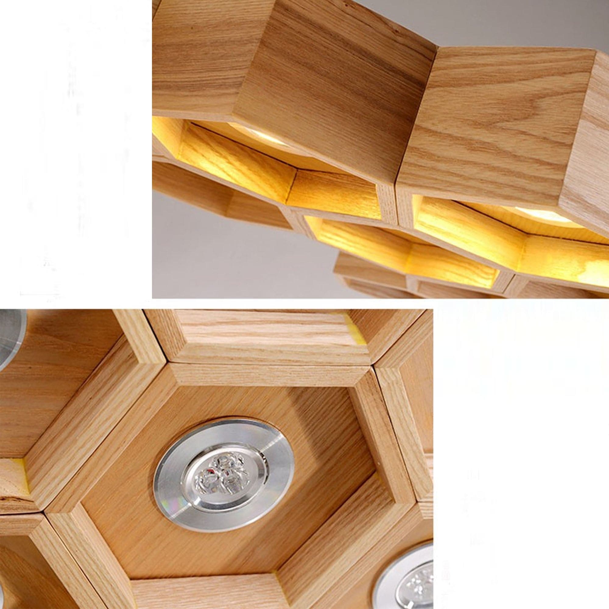 Honeycomb Solid Wood Pendant Lamp With Led Bulbs Bpmt26-N -  Pendant Lamps - ebarza Furniture UAE | Shop Modern Furniture in Abu Dhabi & Dubai - مفروشات ايبازرا في الامارات | تسوق اثاث عصري وديكورات مميزة في دبي وابوظبي