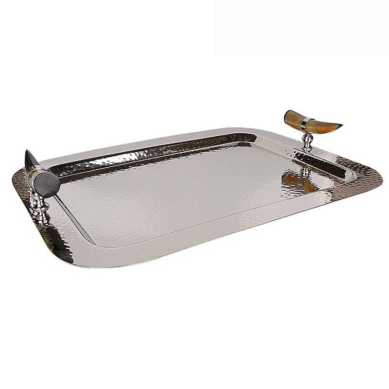 Horn & Stainless Steel Tray Fl-Y625 -  Trays - ebarza Furniture UAE | Shop Modern Furniture in Abu Dhabi & Dubai - مفروشات ايبازرا في الامارات | تسوق اثاث عصري وديكورات مميزة في دبي وابوظبي