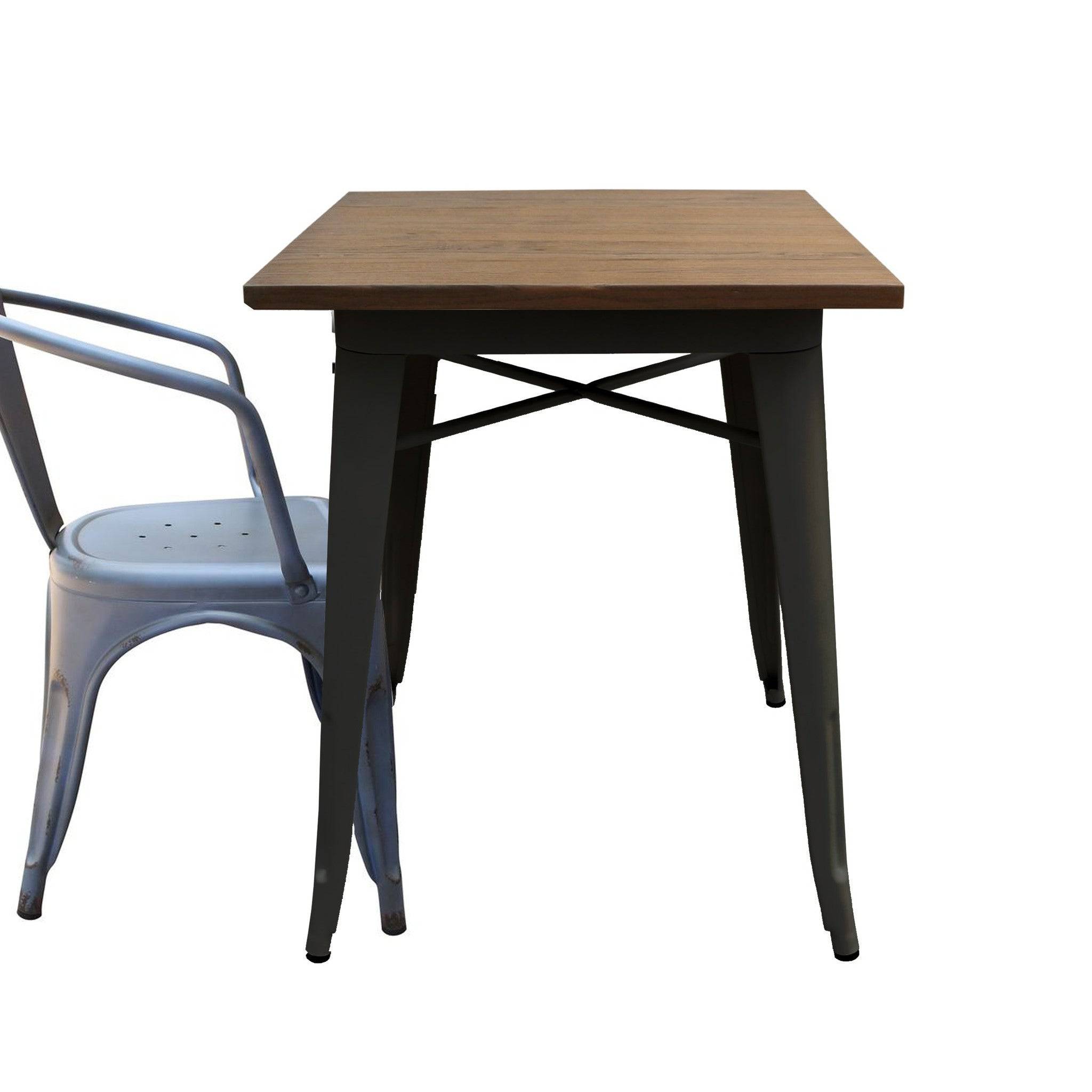 Industrial Table With Solid Wood Top 60 Cm Gt-236U -  Dining Tables - ebarza Furniture UAE | Shop Modern Furniture in Abu Dhabi & Dubai - مفروشات ايبازرا في الامارات | تسوق اثاث عصري وديكورات مميزة في دبي وابوظبي
