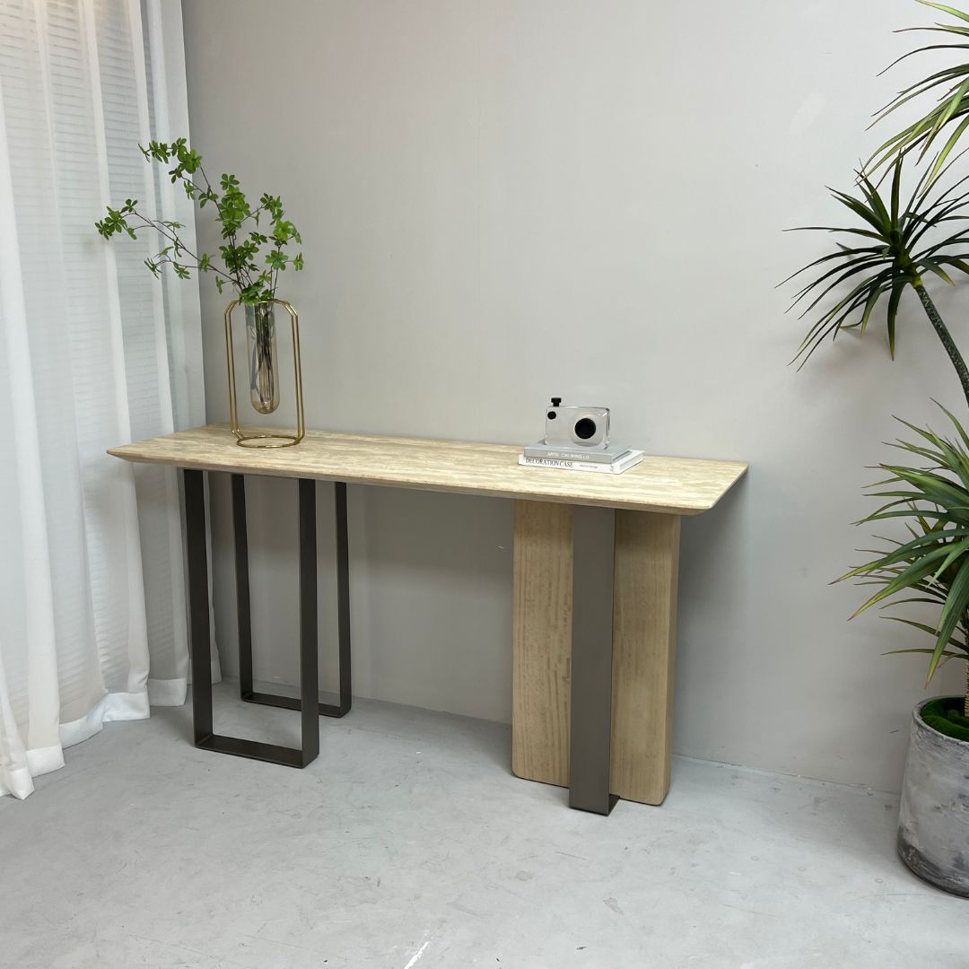 Jura Console/Sideboard Travertine Top 160cm Tg-488 / MLL-C09 -  Consoles - ebarza Furniture UAE | Shop Modern Furniture in Abu Dhabi & Dubai - مفروشات ايبازرا في الامارات | تسوق اثاث عصري وديكورات مميزة في دبي وابوظبي