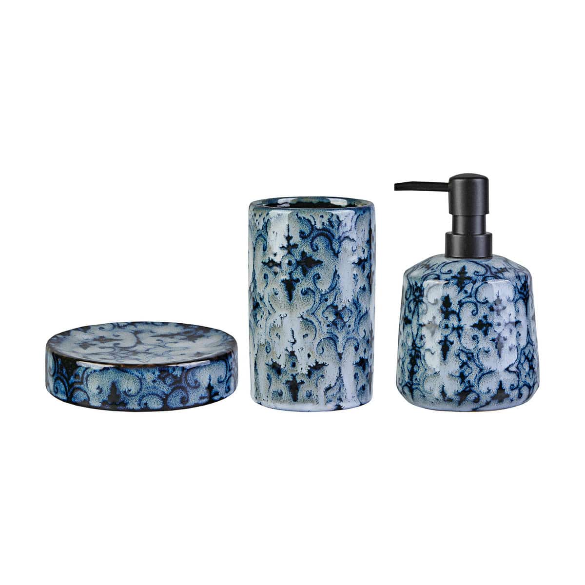 Karaca Barcelona 3 Piece Bath Set Dark Blue 153.20.01.0183 -  Bathroom Accessories - ebarza Furniture UAE | Shop Modern Furniture in Abu Dhabi & Dubai - مفروشات ايبازرا في الامارات | تسوق اثاث عصري وديكورات مميزة في دبي وابوظبي