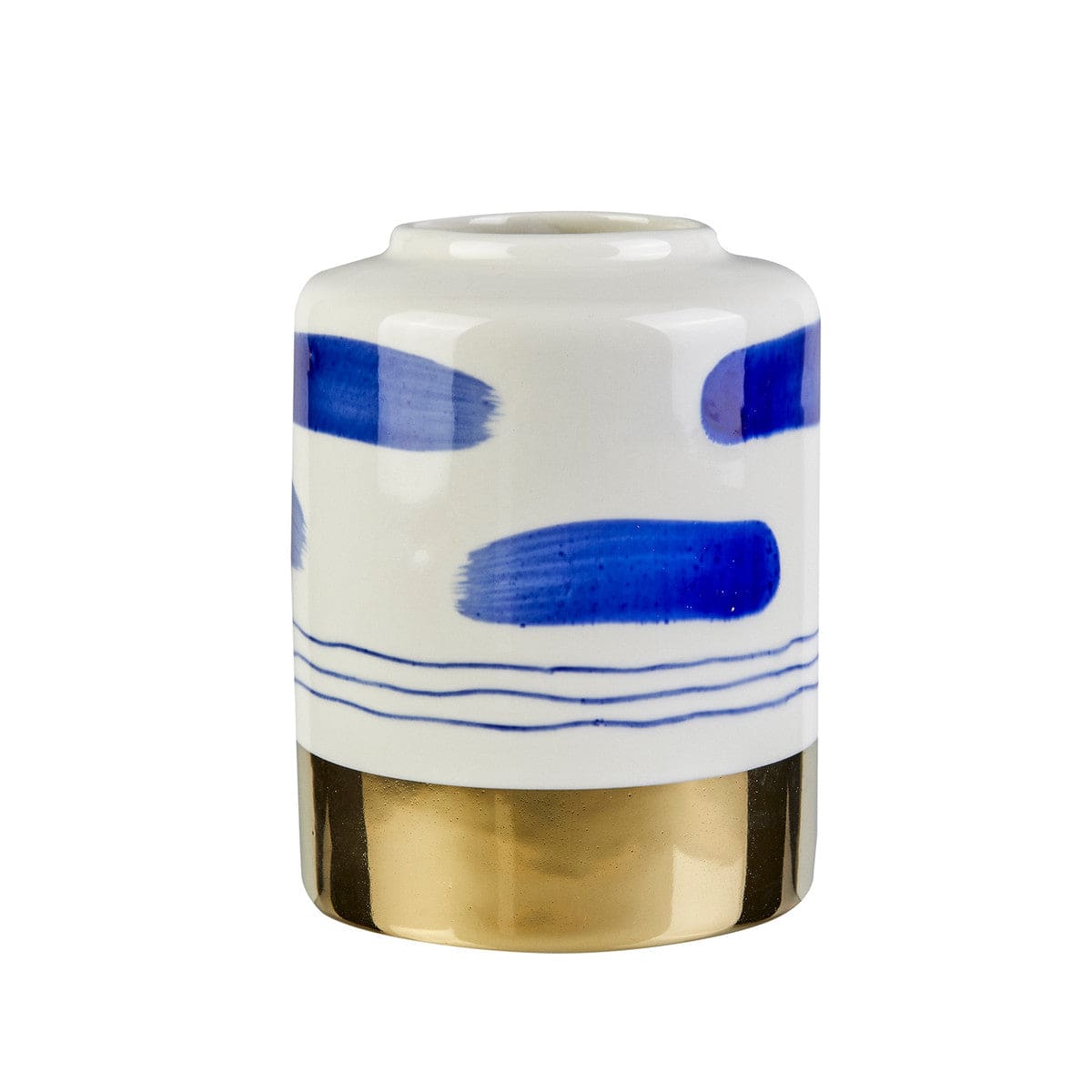 Karaca Barcelona Large Vase Gold Blue 12X12X16 Cm 153.20.01.0208 -  Vases - ebarza Furniture UAE | Shop Modern Furniture in Abu Dhabi & Dubai - مفروشات ايبازرا في الامارات | تسوق اثاث عصري وديكورات مميزة في دبي وابوظبي