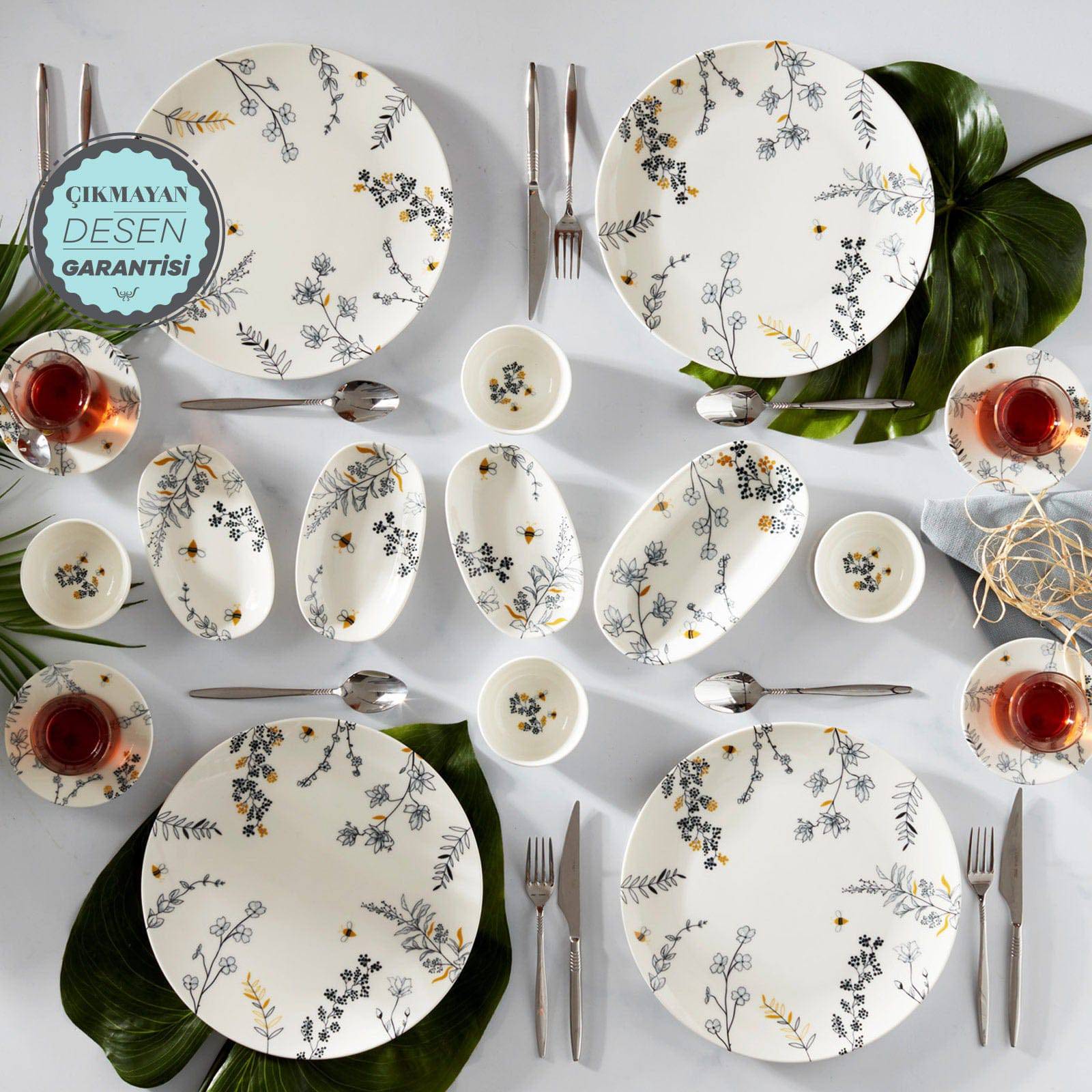 Karaca Bonita Black 26 Pieces Breakfast Set For 6 People 153.03.08.0590 -  Breakfast Sets - ebarza Furniture UAE | Shop Modern Furniture in Abu Dhabi & Dubai - مفروشات ايبازرا في الامارات | تسوق اثاث عصري وديكورات مميزة في دبي وابوظبي