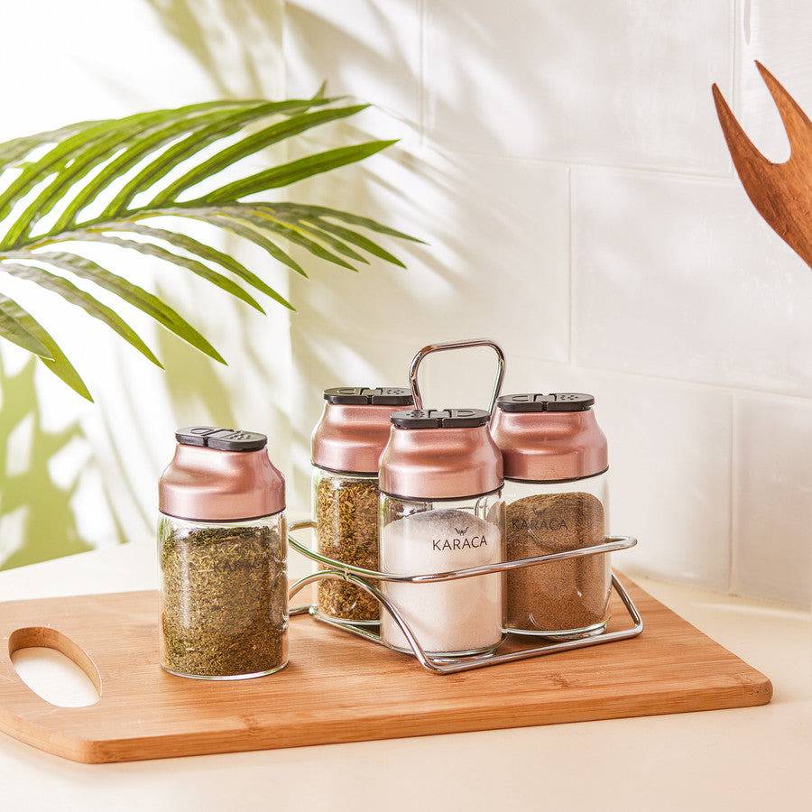 Karaca Dimple Rosegold 5 Piece Spice Set 153.03.06.1682 -  Spice Sets - ebarza Furniture UAE | Shop Modern Furniture in Abu Dhabi & Dubai - مفروشات ايبازرا في الامارات | تسوق اثاث عصري وديكورات مميزة في دبي وابوظبي