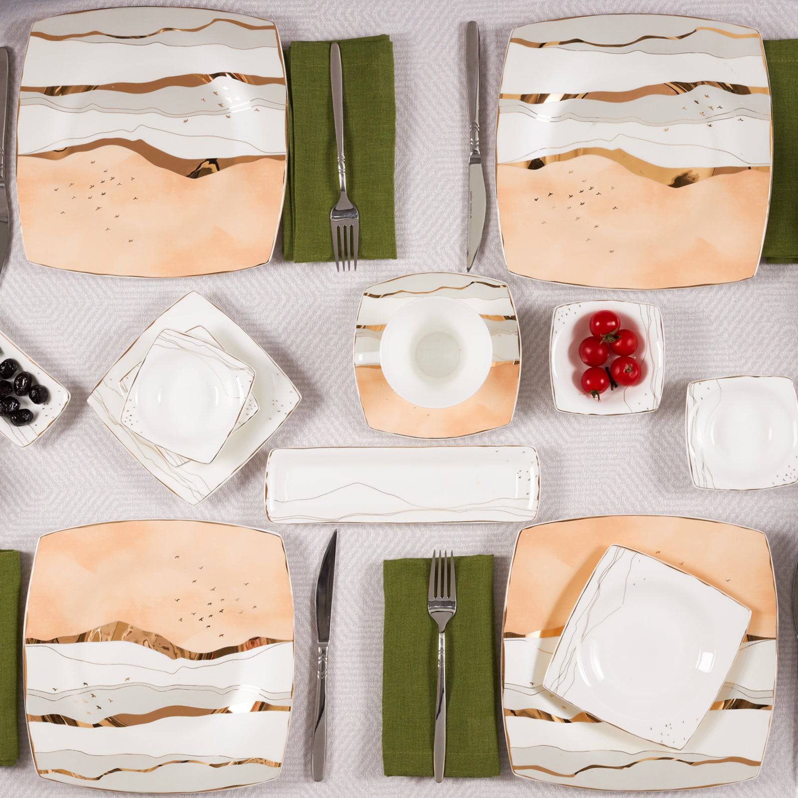 Karaca Fine Pearl Ocaso 26 Pieces 6 Person Square Breakfast Set 153.03.08.0296 -  Dinnerware Sets - ebarza Furniture UAE | Shop Modern Furniture in Abu Dhabi & Dubai - مفروشات ايبازرا في الامارات | تسوق اثاث عصري وديكورات مميزة في دبي وابوظبي