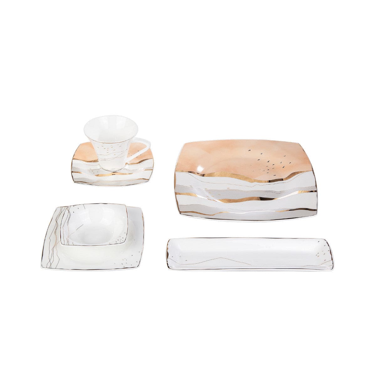 Karaca Fine Pearl Ocaso 26 Pieces 6 Person Square Breakfast Set 153.03.08.0296 -  Dinnerware Sets - ebarza Furniture UAE | Shop Modern Furniture in Abu Dhabi & Dubai - مفروشات ايبازرا في الامارات | تسوق اثاث عصري وديكورات مميزة في دبي وابوظبي