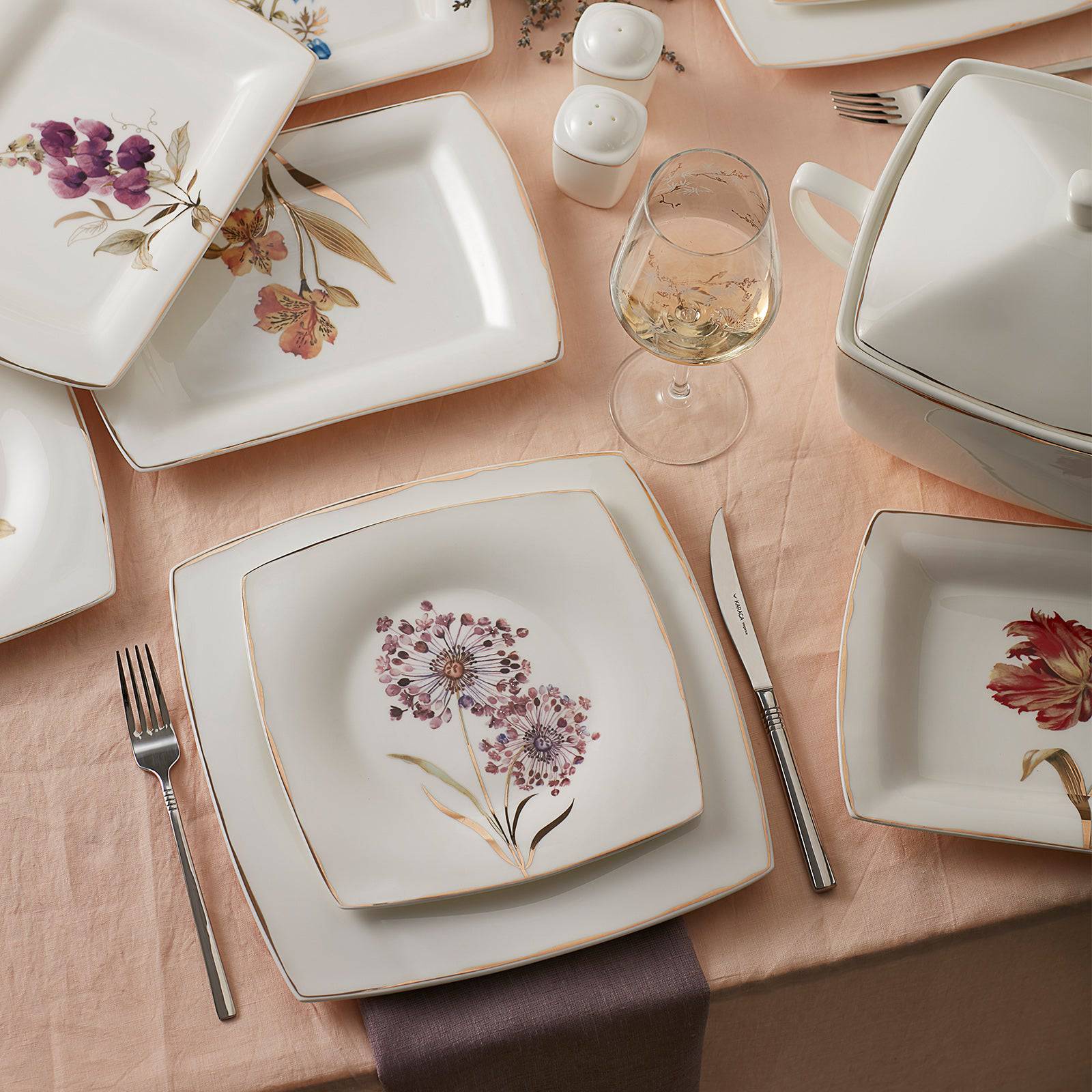 Karaca Fine Pearl Revive 62 Pieces Square Pearl Dinnerware Set For 12 Persons 153.03.08.0301 -  Dinnerware Sets - ebarza Furniture UAE | Shop Modern Furniture in Abu Dhabi & Dubai - مفروشات ايبازرا في الامارات | تسوق اثاث عصري وديكورات مميزة في دبي وابوظبي